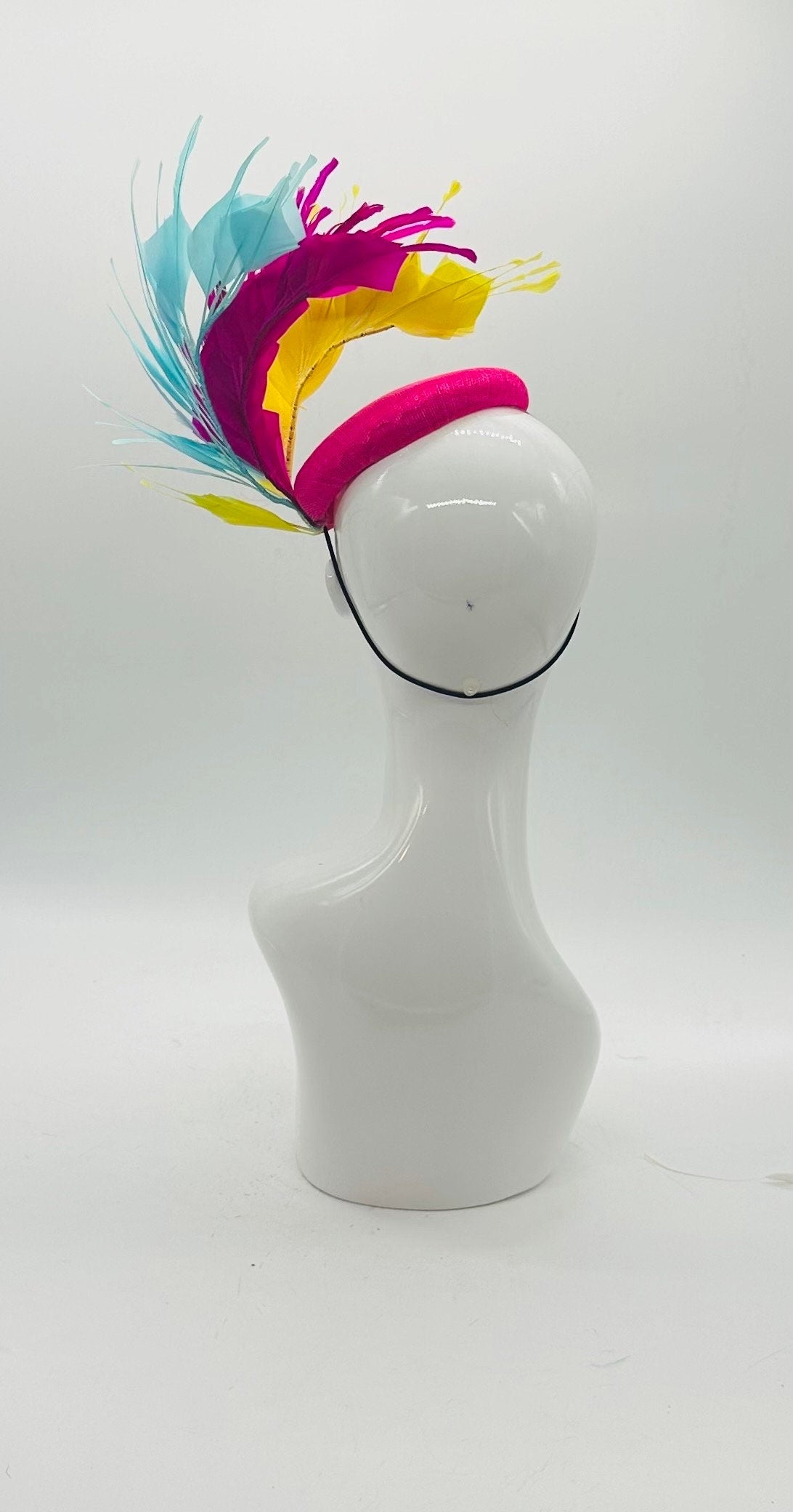 Pink, Yellow, Blue Derby Fascinator, Kentucky Derby Hat Alternative, Kentucky derby hat (GOLD LINE)