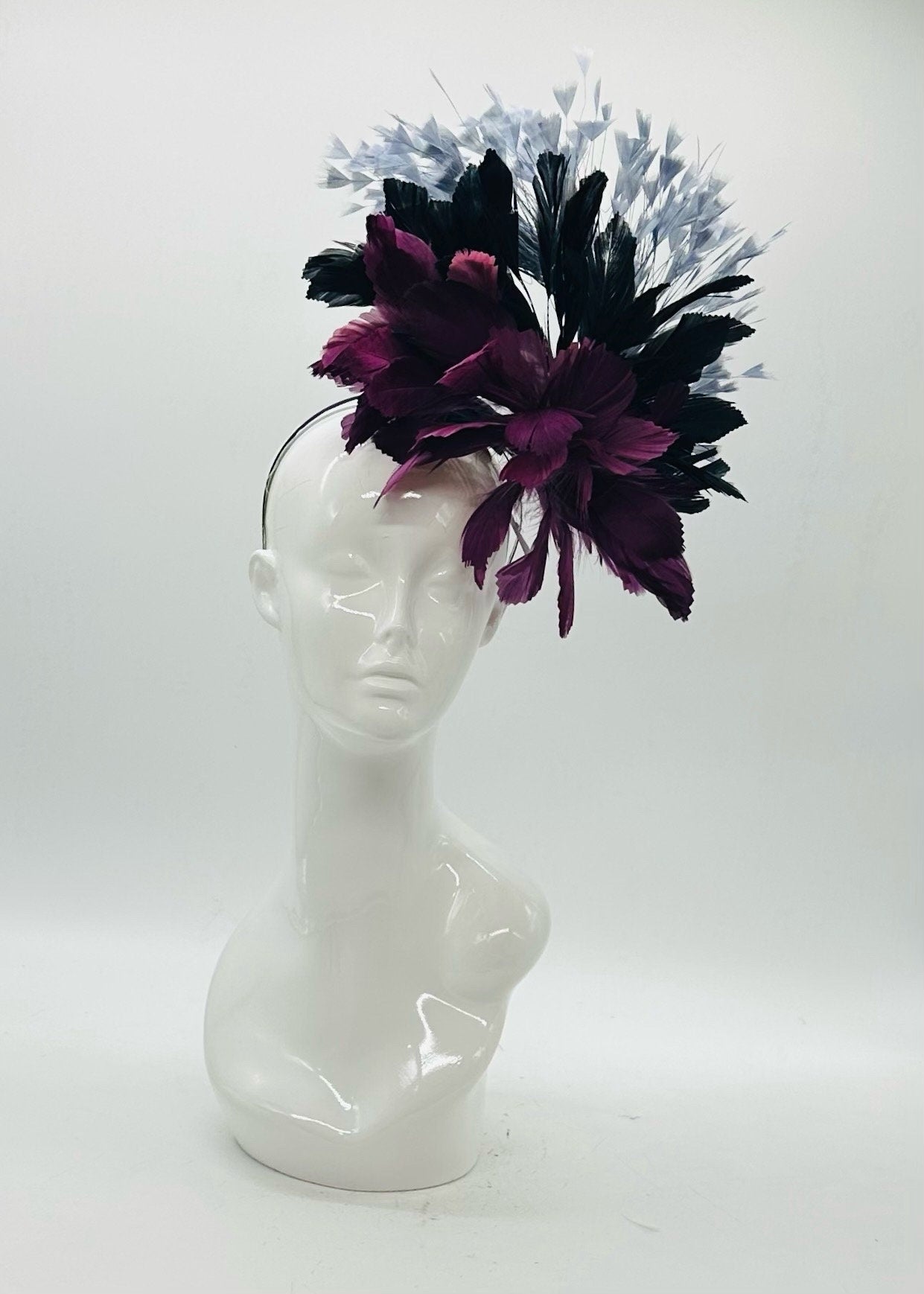 Plum, Black and Gray Derby Fascinator, Kentucky Derby Hat Alternative, Kentucky derby hat (GOLD LINE)