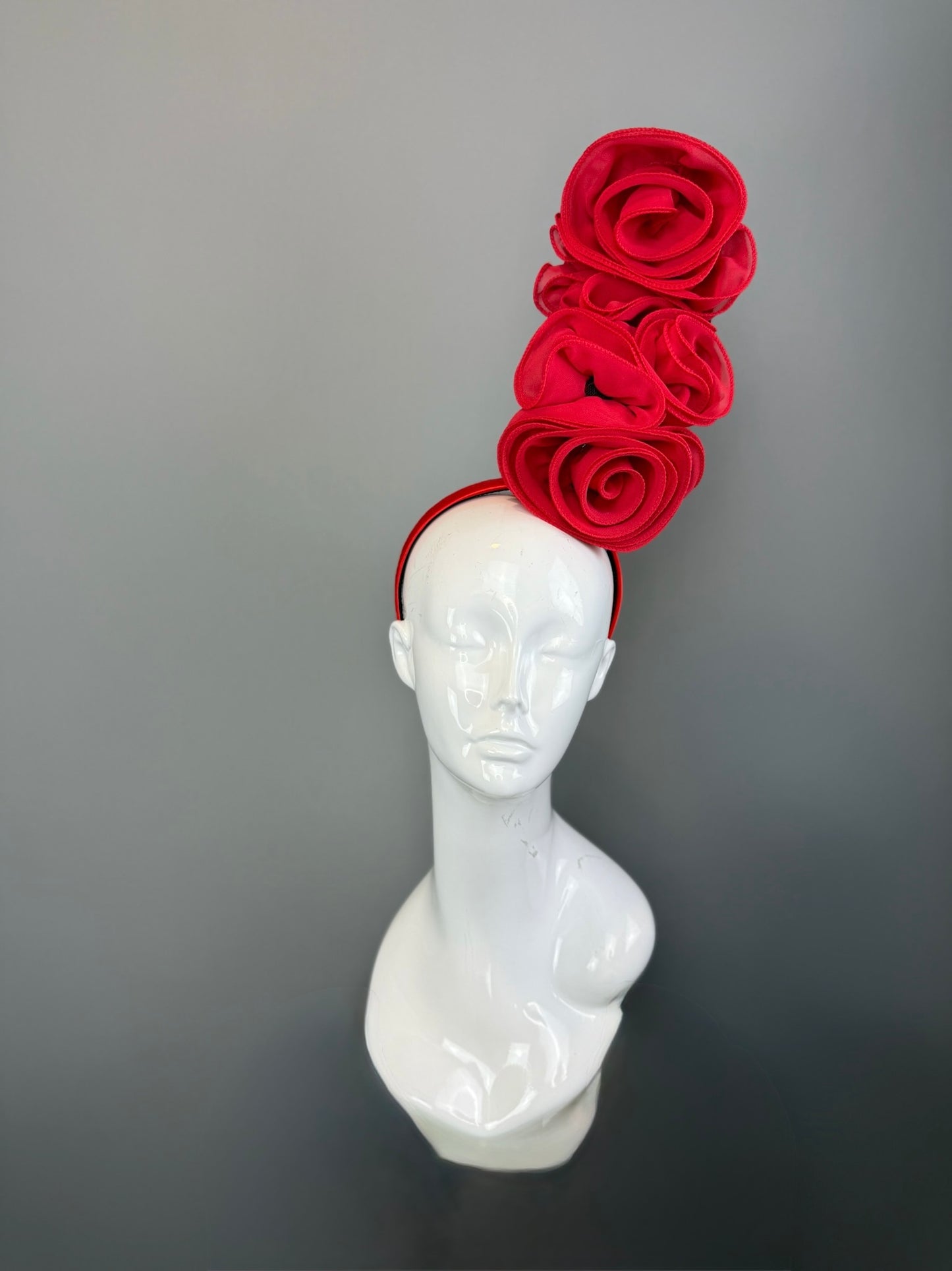 Red Kentucky Derby fascinator, Derby Hat Alternative (GOLD LINE)