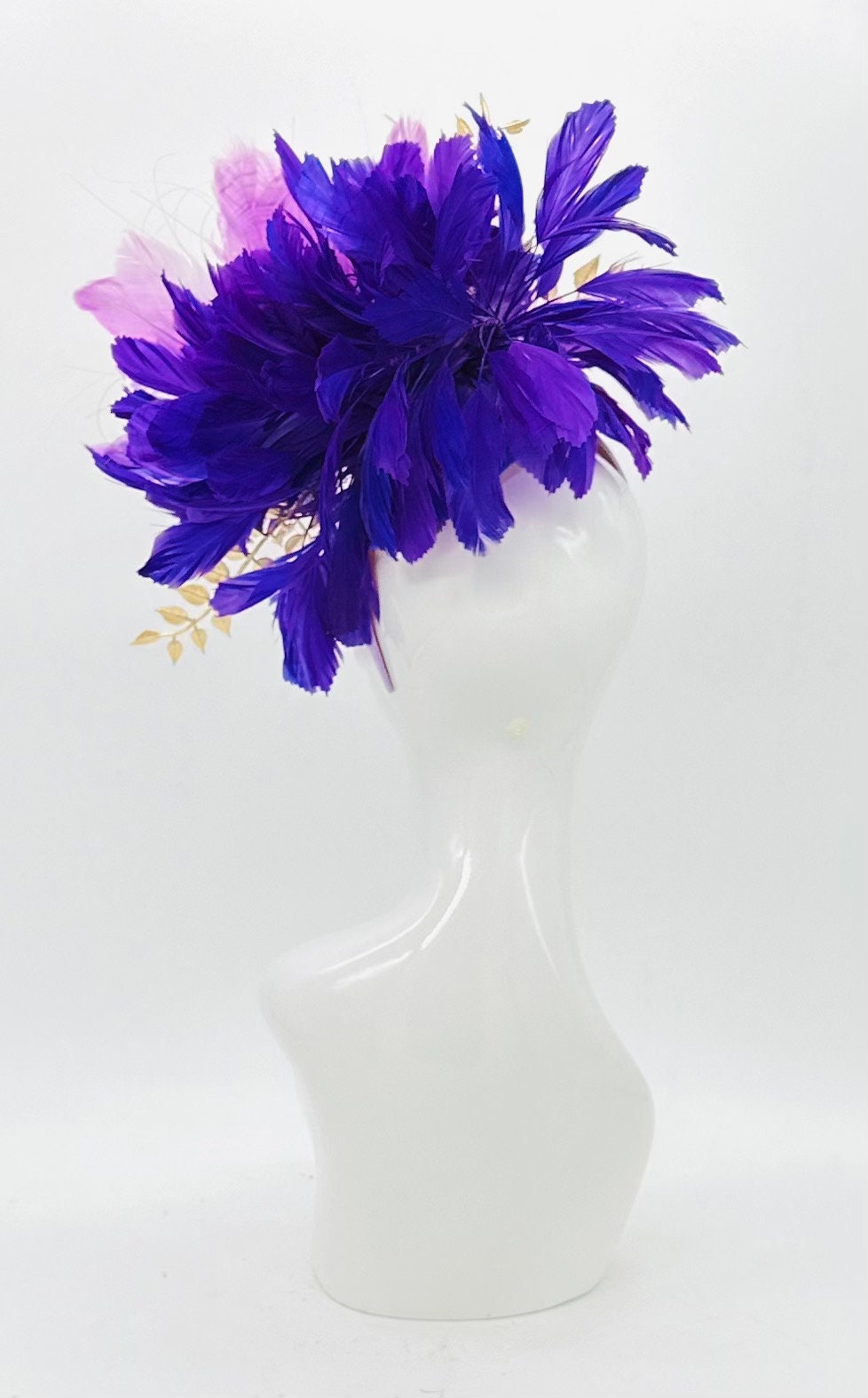Monochromatic purple and gold Kentucky Derby Fascinator, Derby hat, (PLATINUM LINE)