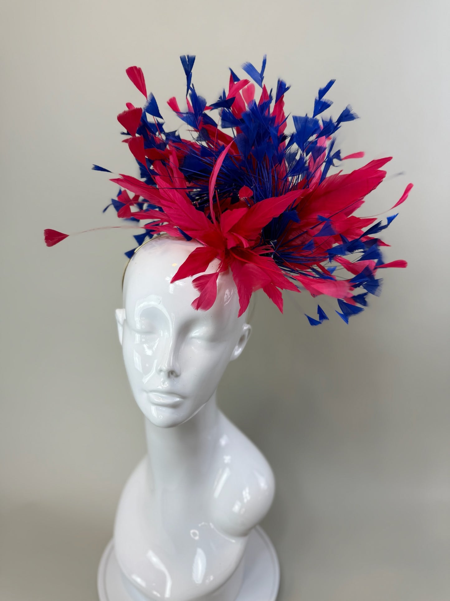 Watermelon and Blue Kentucky Derby fascinator, Derby Hat Alternative (GOLD LINE)