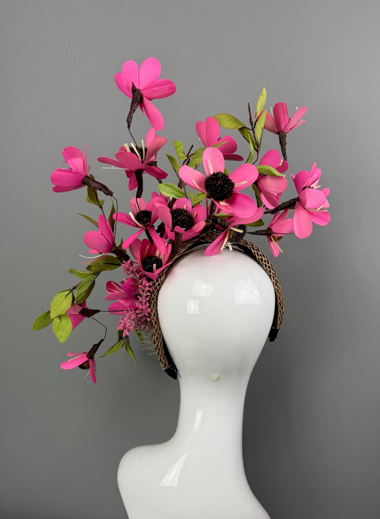 Pink and Green Kentucky Derby fascinator, Derby Hat Alternative