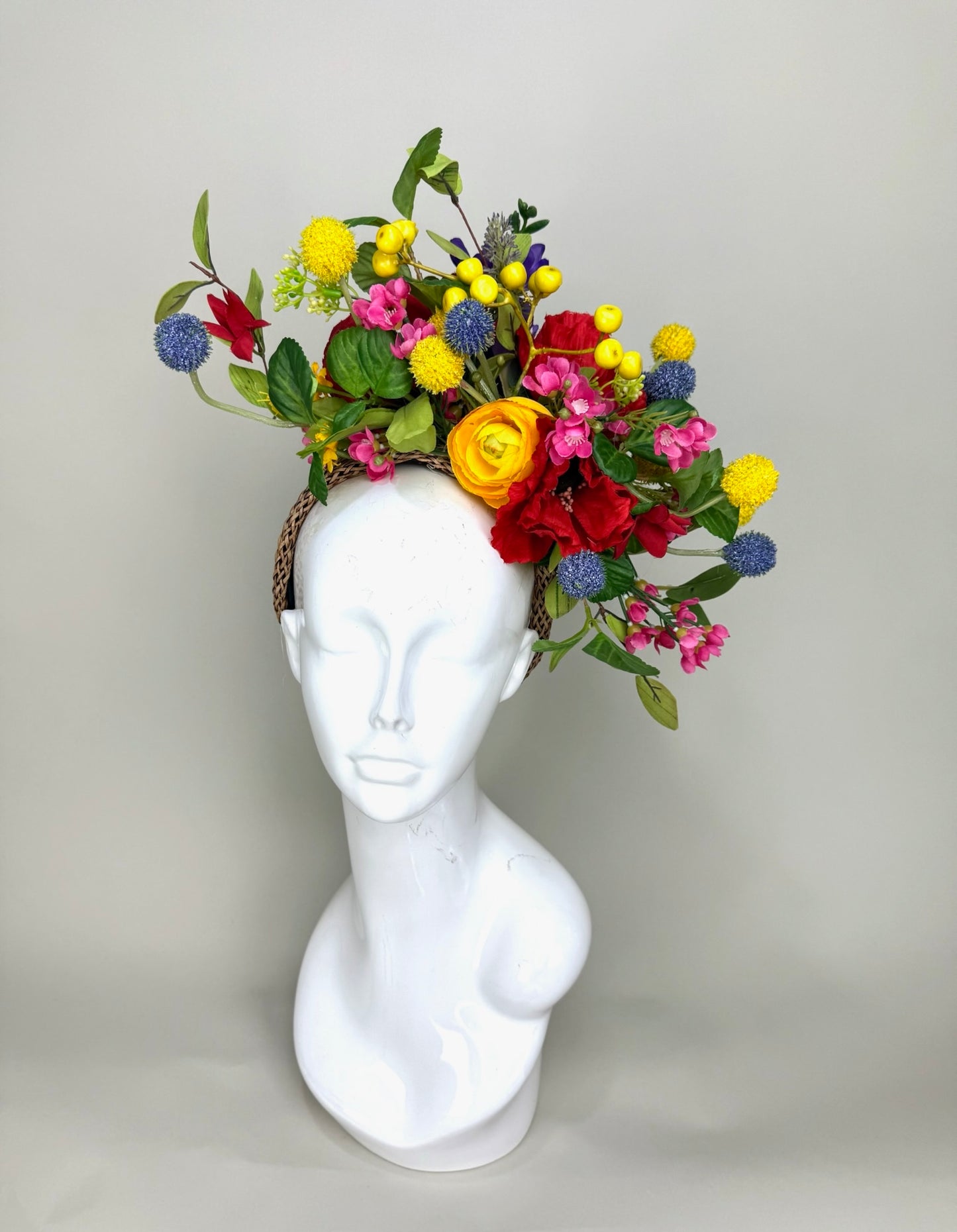 Multicolored Kentucky Derby fascinator, Derby Hat Alternative (GOLD LINE)
