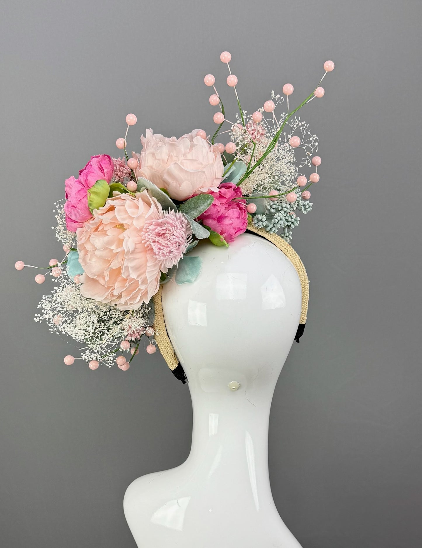 Aqua and Pink floral Kentucky Derby fascinator, Derby Hat Alternative (PLATINUM LINE)