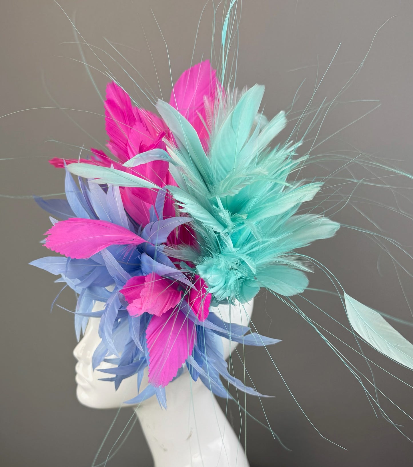 Blue, Pink and Mint Kentucky Derby fascinator, Derby Hat Alternative (GOLD LINE)