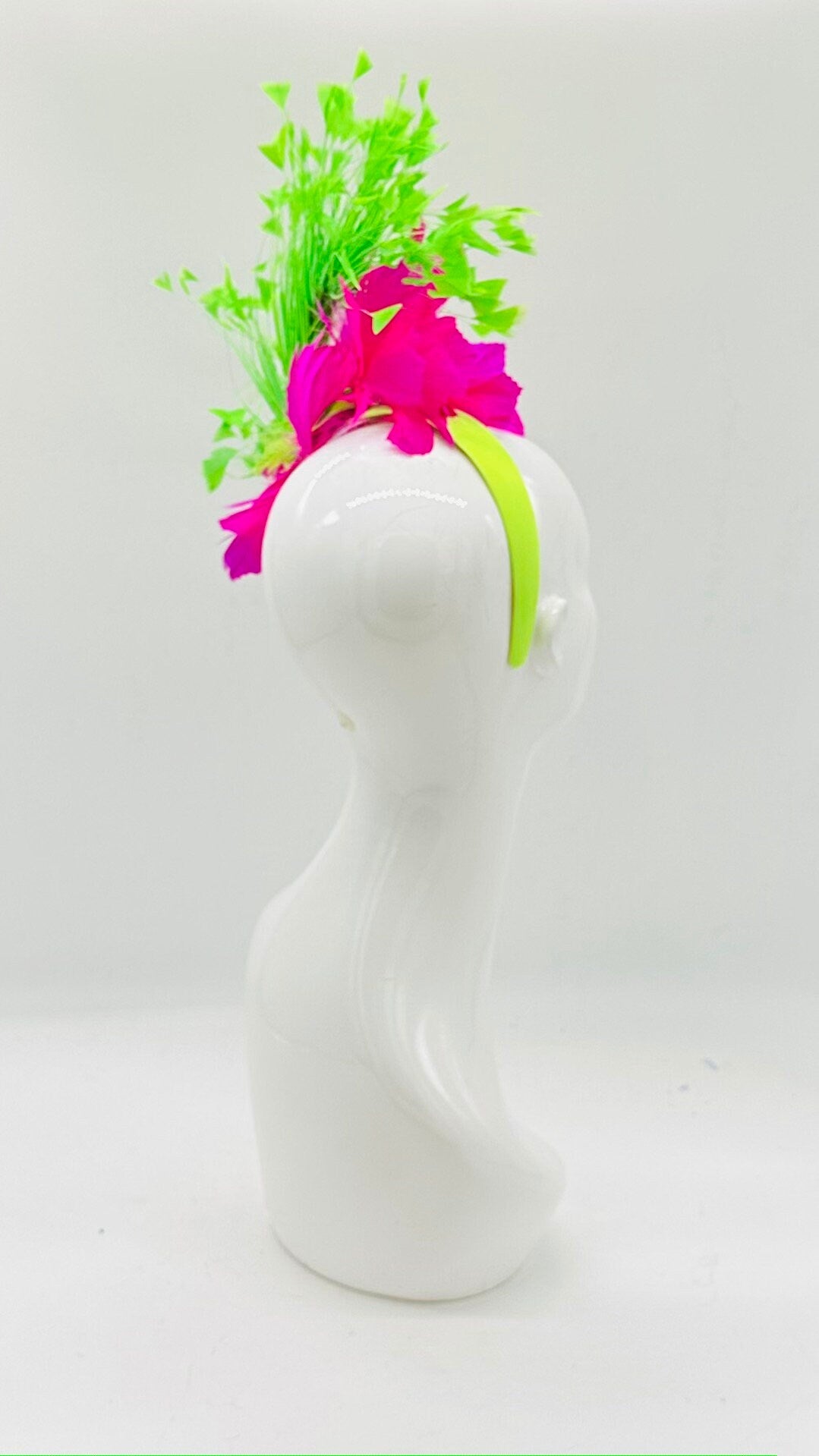 Hot pink and lime green Kentucky Derby Fascinator, derby hat Kentucky Derby Hat Alternative, Floral Fascinator (GOLD LINE)
