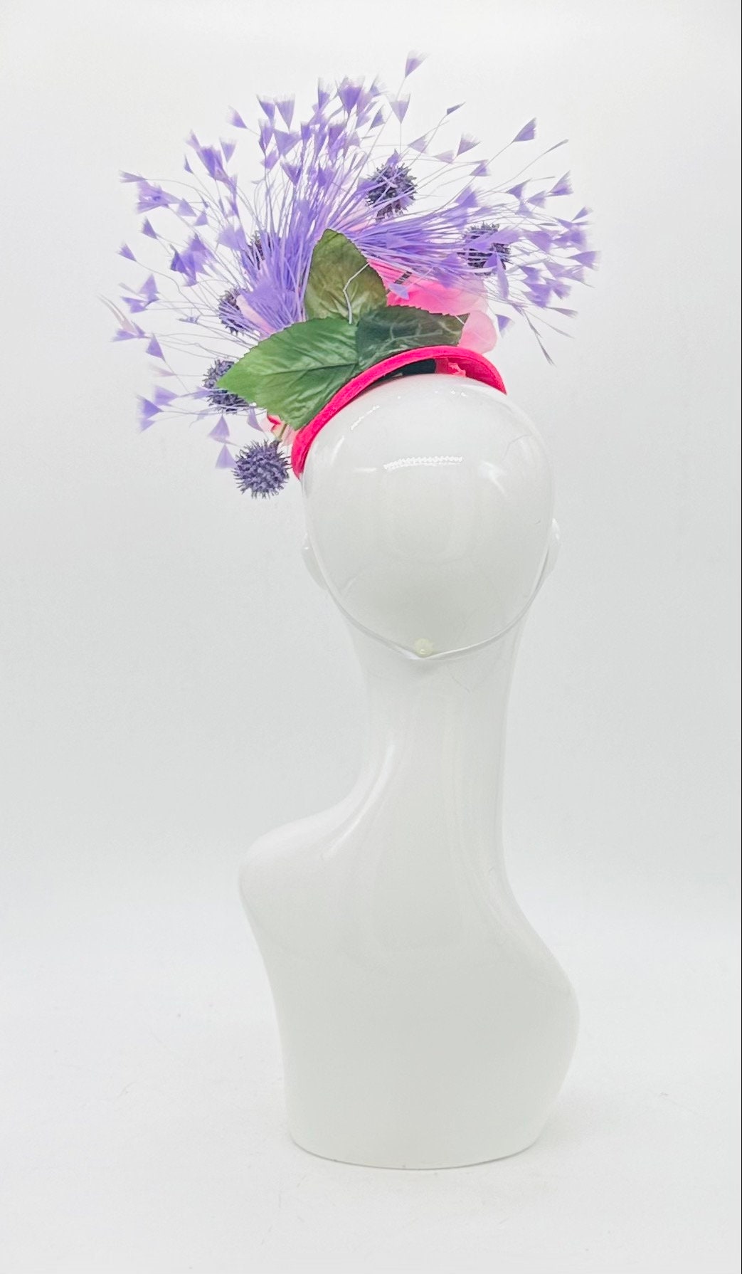 Pink and purple Kentucky Derby Fascinator, Derby Hat alternative, (GOLD LINE)
