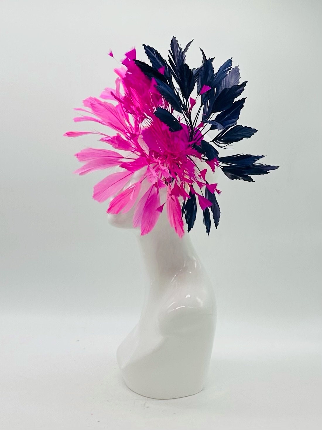 Pink, Fuschia and Navy Derby Fascinator, Kentucky Derby Hat Alternative, Kentucky derby hat (GOLD LINE)