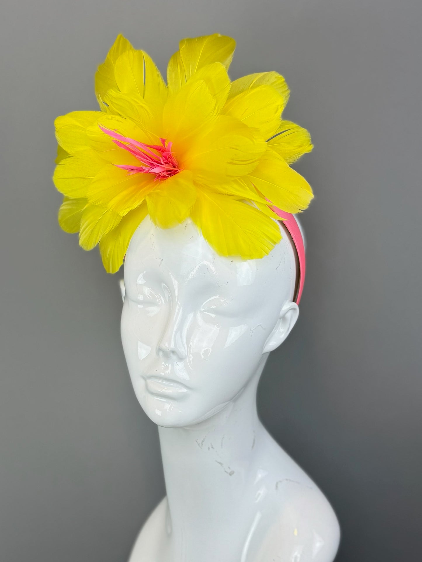 Yellow and Pink Kentucky Derby fascinator, Derby Hat Alternative (SILVER LINE)
