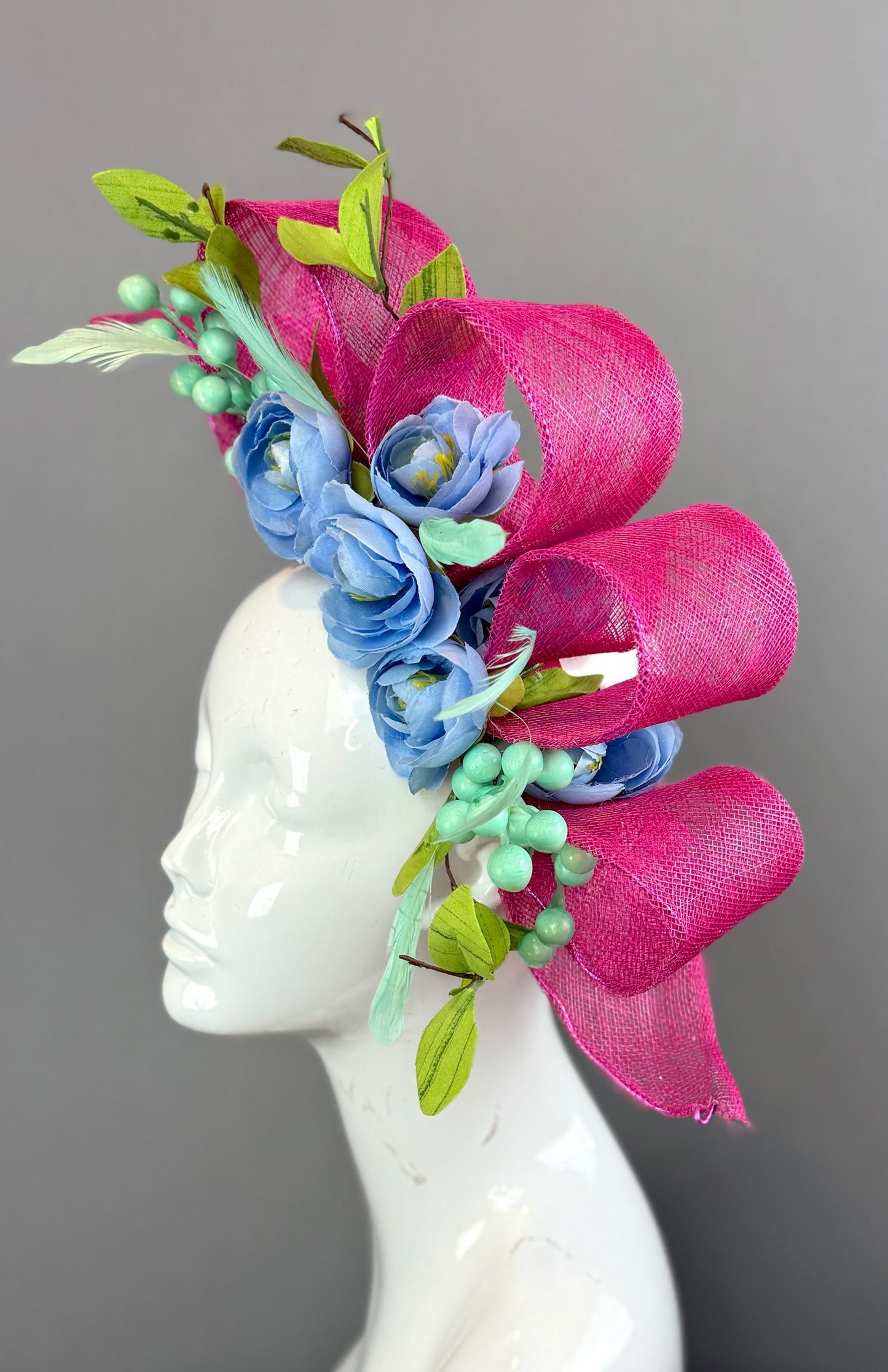 Periwinkle and Pink Kentucky Derby fascinator, Derby Hat Alternative (GOLD LINE)