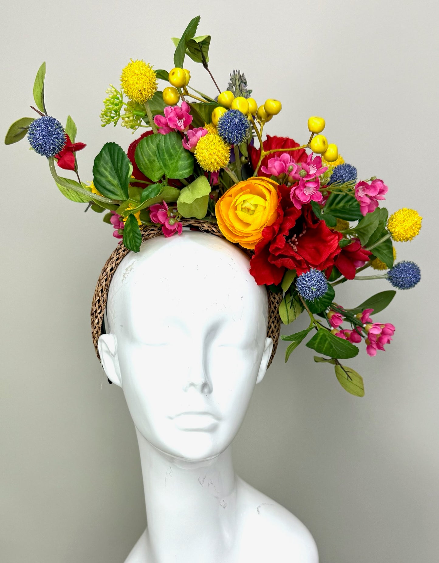 Multicolored Kentucky Derby fascinator, Derby Hat Alternative (GOLD LINE)