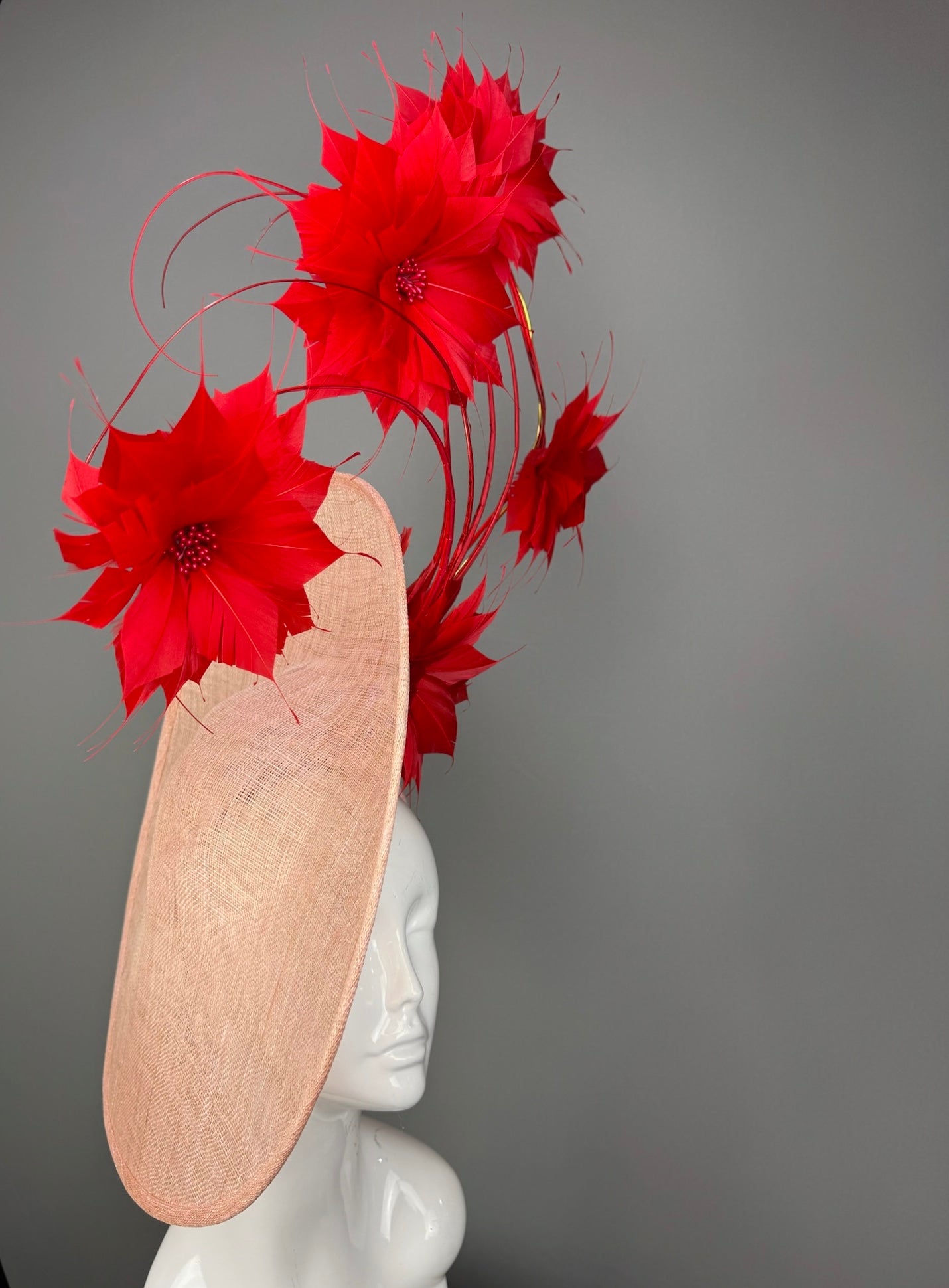 Pink and Red Kentucky Derby fascinator, Derby Hat Alternative (PLATINUM LINE)