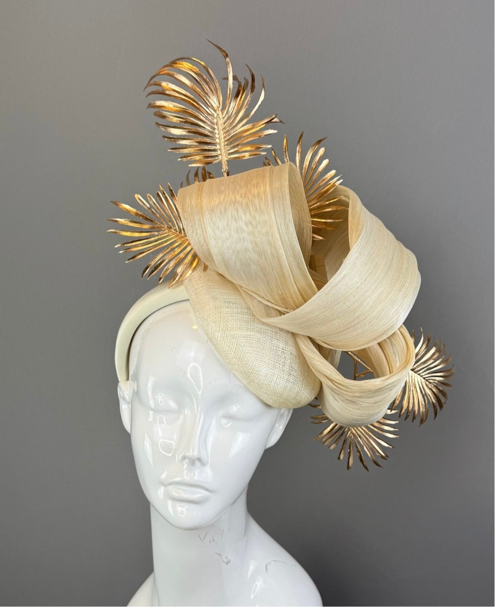 Gold Kentucky Derby fascinator, Derby Hat Alternative (GOLD LINE)