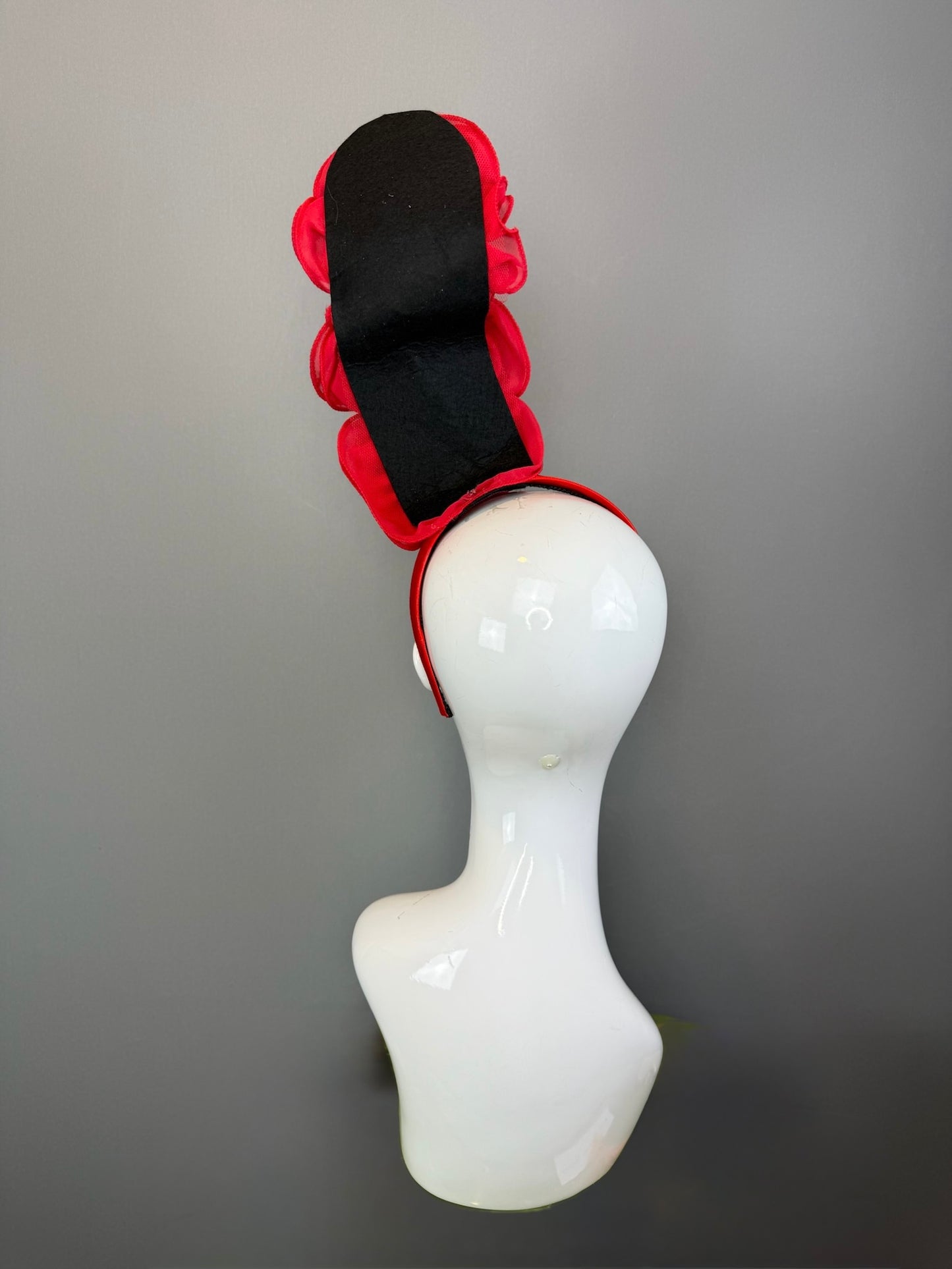 Red Kentucky Derby fascinator, Derby Hat Alternative (GOLD LINE)