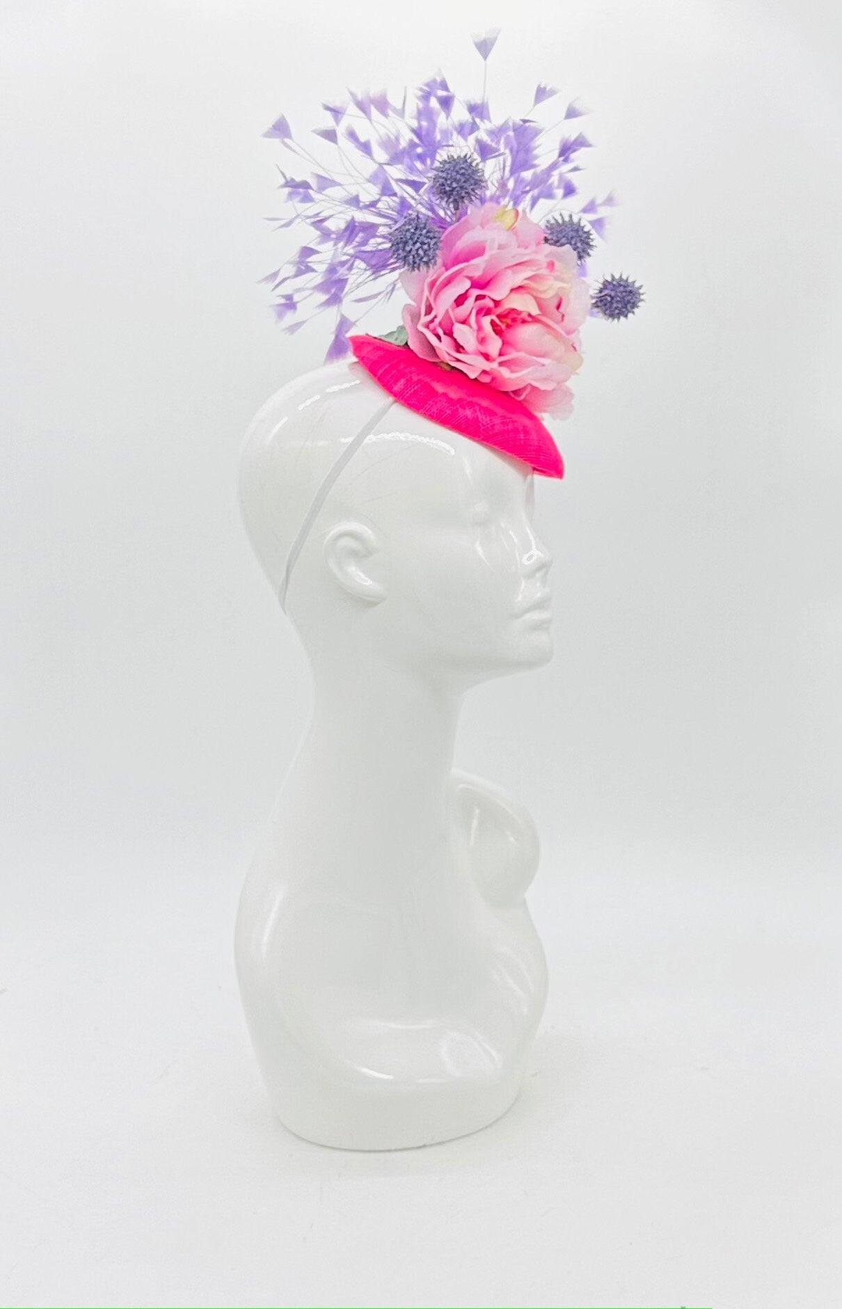 Pink and purple Kentucky Derby Fascinator, Derby Hat alternative, (GOLD LINE)