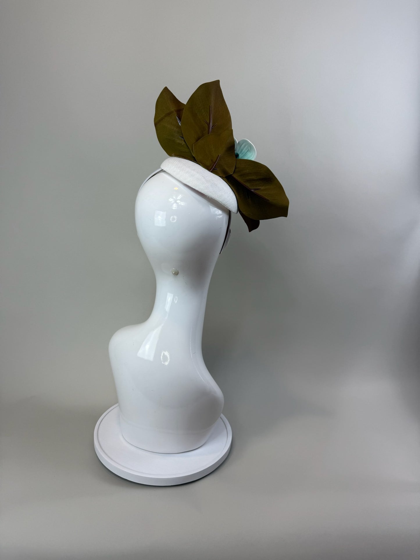 White, Light Blue and Green Kentucky Derby fascinator, Derby Hat Alternative (SILVER LINE)