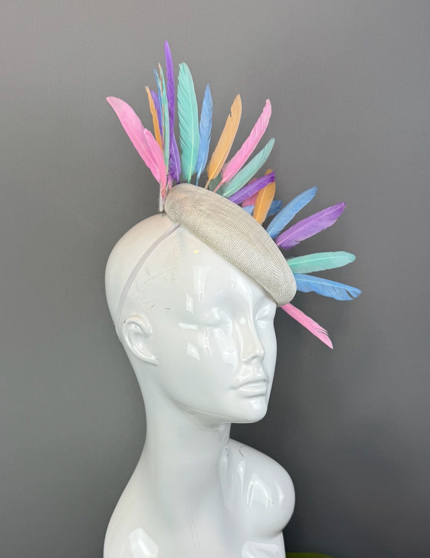 Multicolored Kentucky Derby fascinator, Derby Hat Alternative (SILVER LINE)