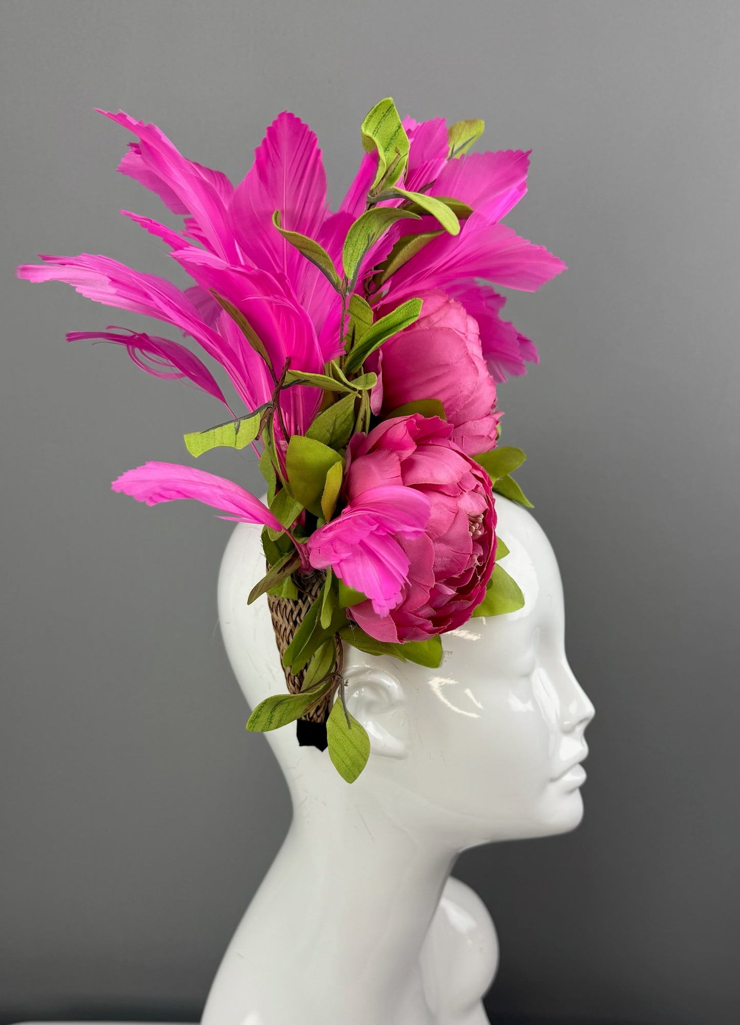 Pink and Green Kentucky Derby fascinator, Derby Hat Alternative (GOLD LINE)
