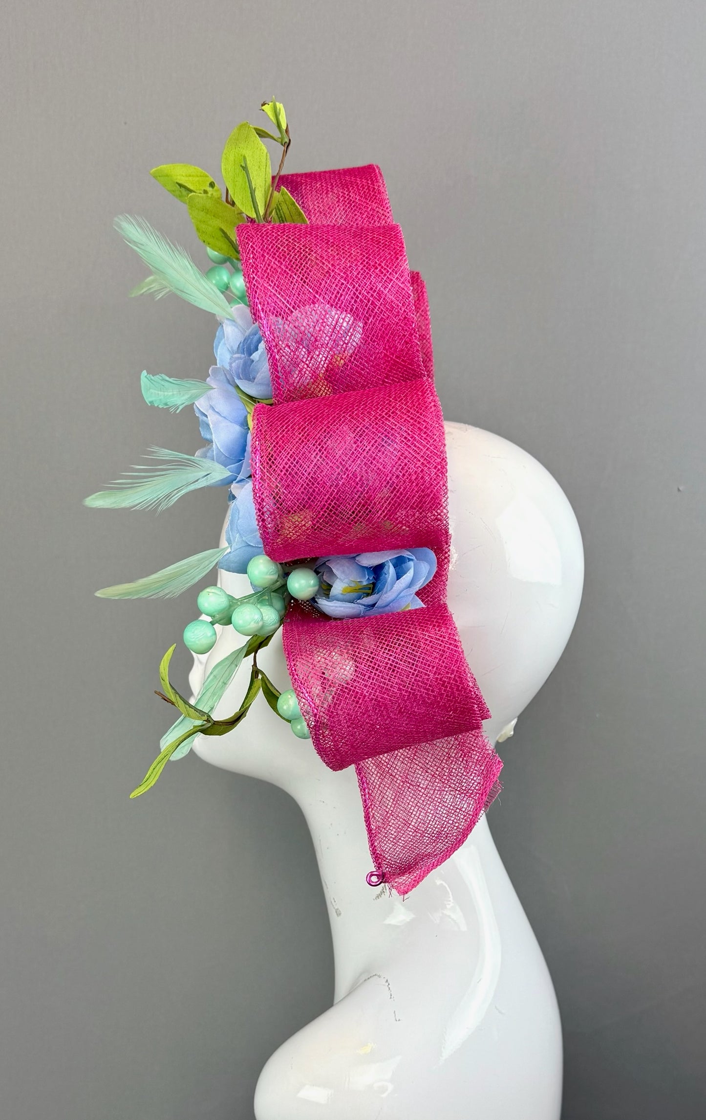 Periwinkle and Pink Kentucky Derby fascinator, Derby Hat Alternative (GOLD LINE)
