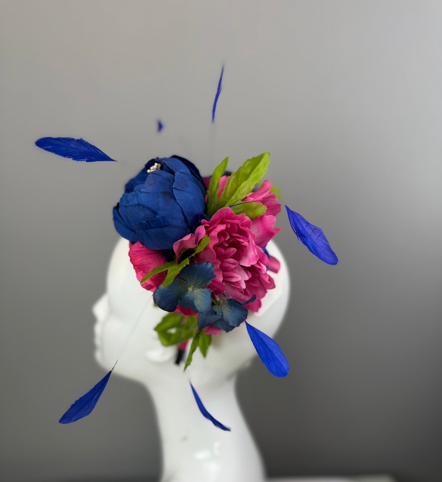 Blue, Pink and Green Kentucky Derby fascinator, Derby Hat Alternative