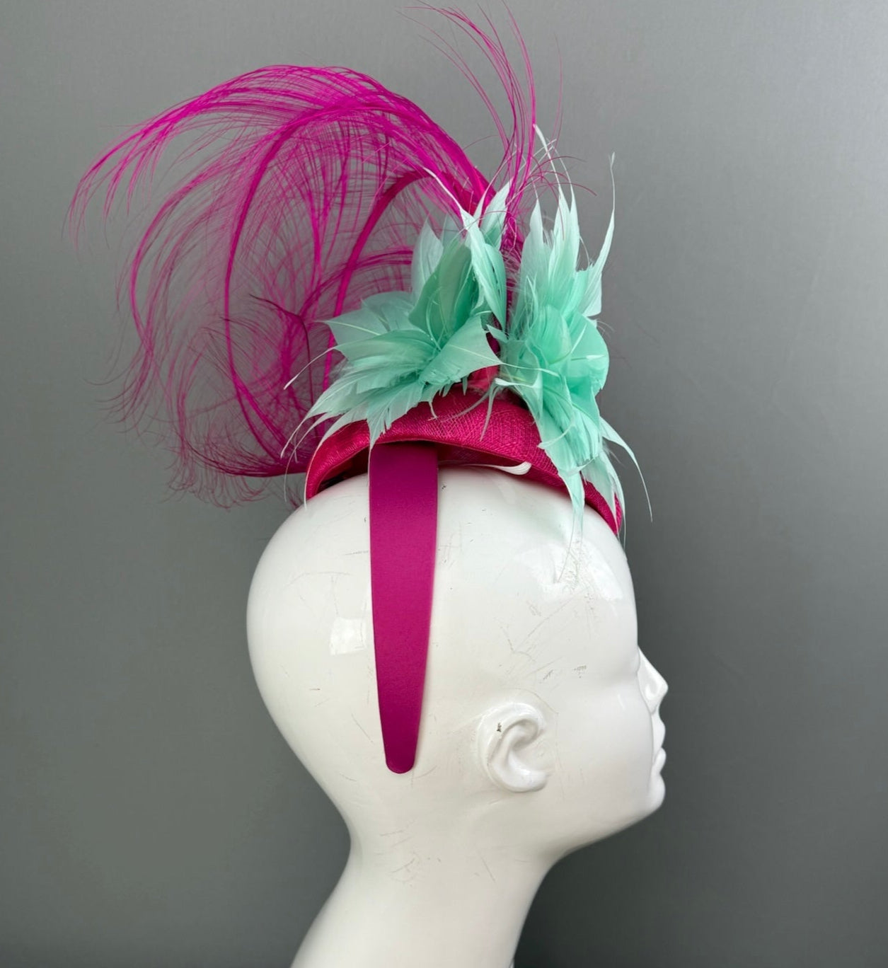 Turquoise and Pink Kentucky Derby fascinator, Derby Hat Alternative
