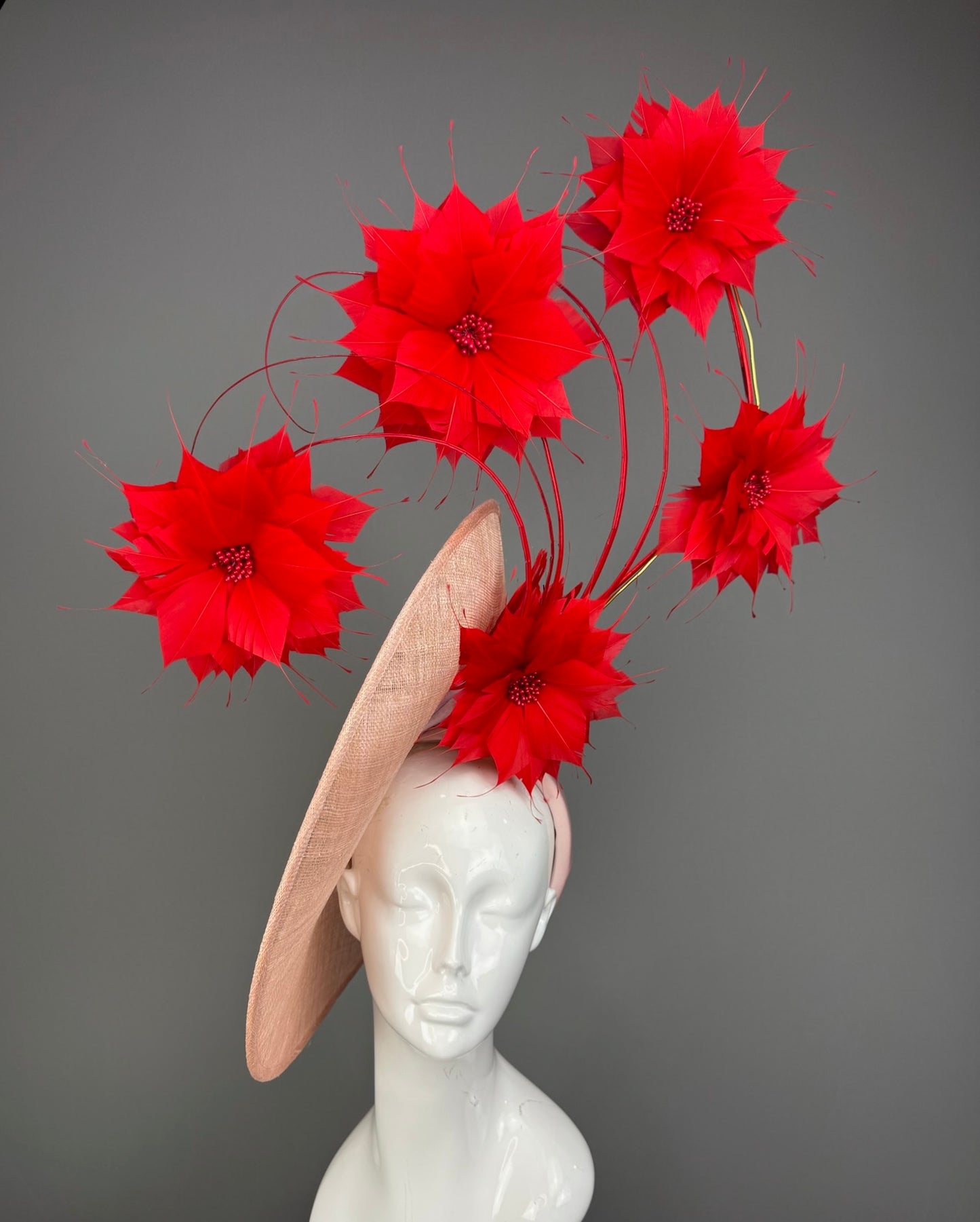 Pink and Red Kentucky Derby fascinator, Derby Hat Alternative (PLATINUM LINE)