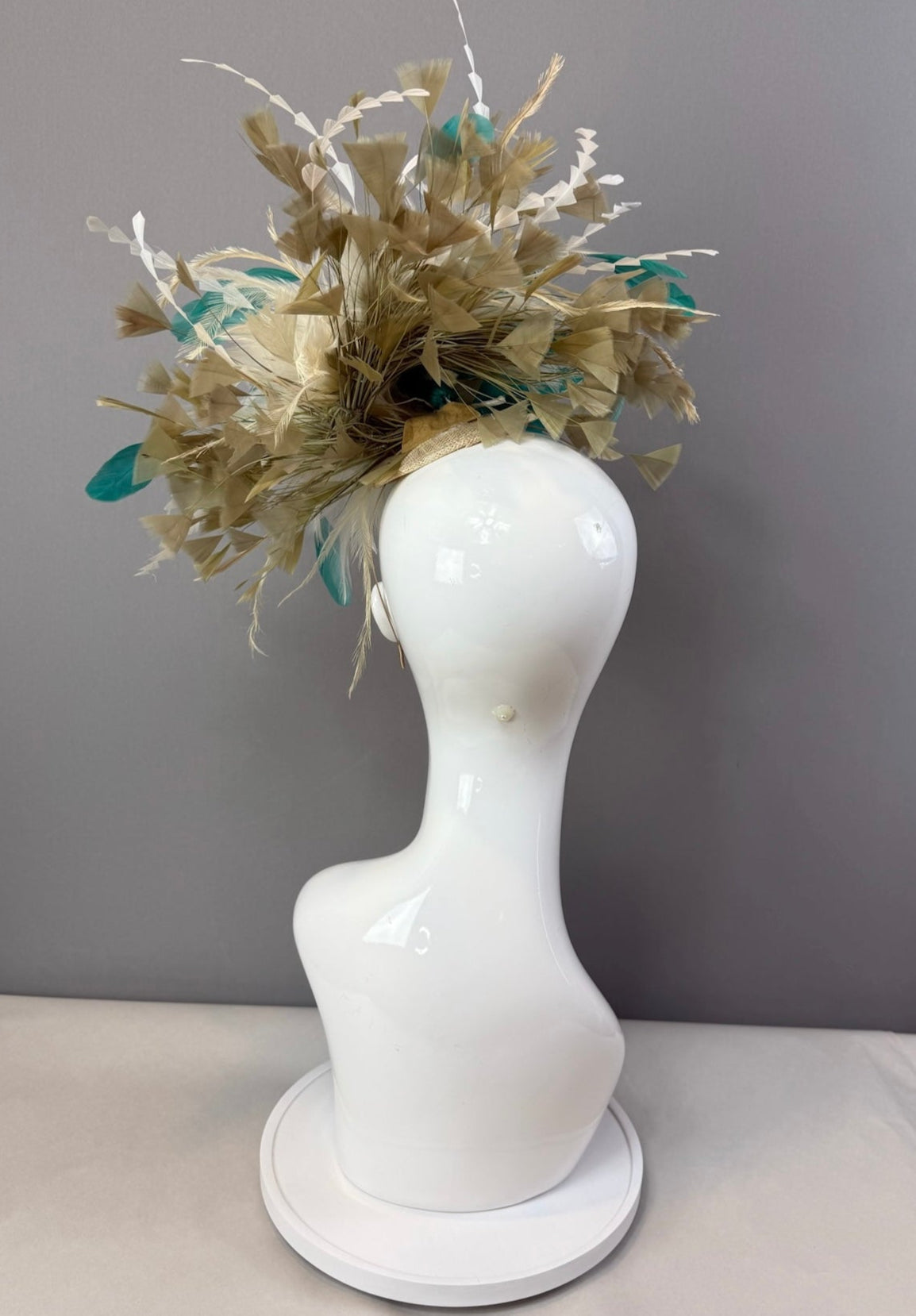 Green, Cream and Tan Kentucky Derby fascinator, Derby Hat Alternative (GOLD LINE)