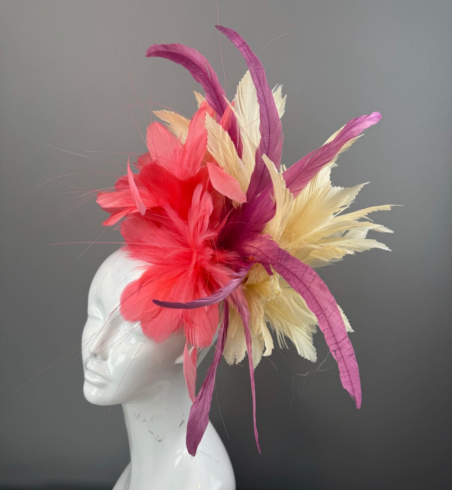 Pink, Mauve and Cream Kentucky Derby fascinator, Derby Hat Alternative (GOLD LINE)