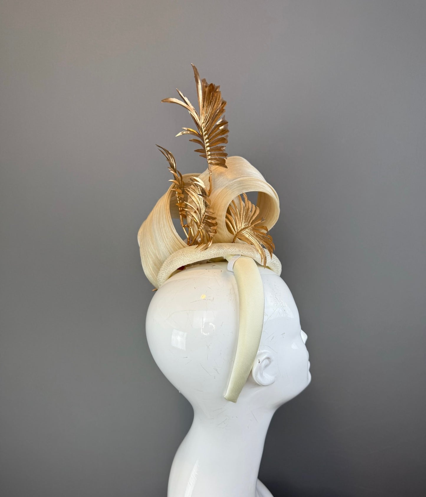 Gold Kentucky Derby fascinator, Derby Hat Alternative (GOLD LINE)
