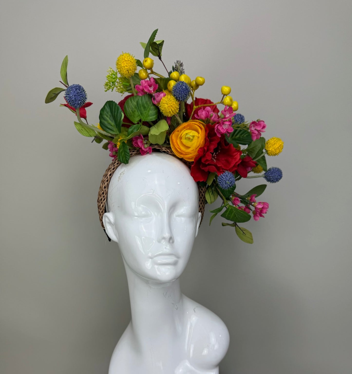 Multicolored Kentucky Derby fascinator, Derby Hat Alternative (GOLD LINE)