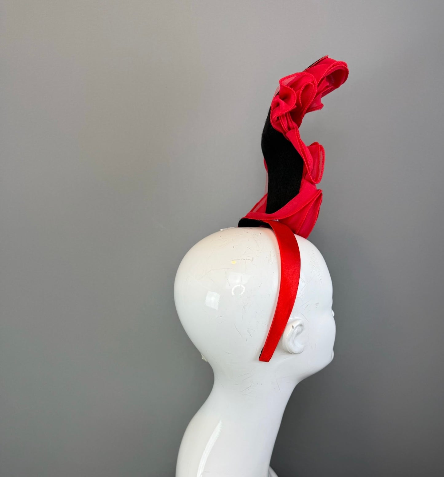 Red Kentucky Derby fascinator, Derby Hat Alternative (GOLD LINE)