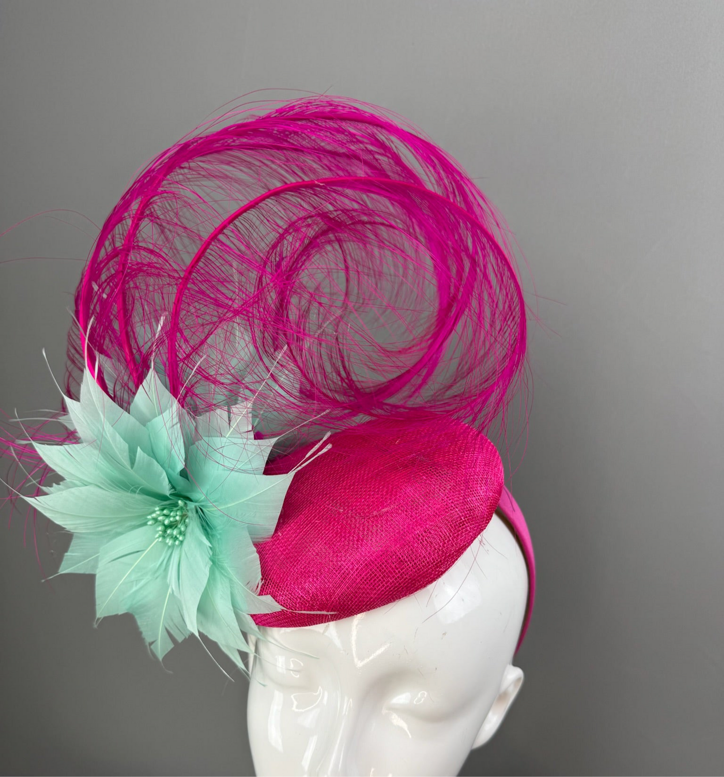 Turquoise and Pink Kentucky Derby fascinator, Derby Hat Alternative