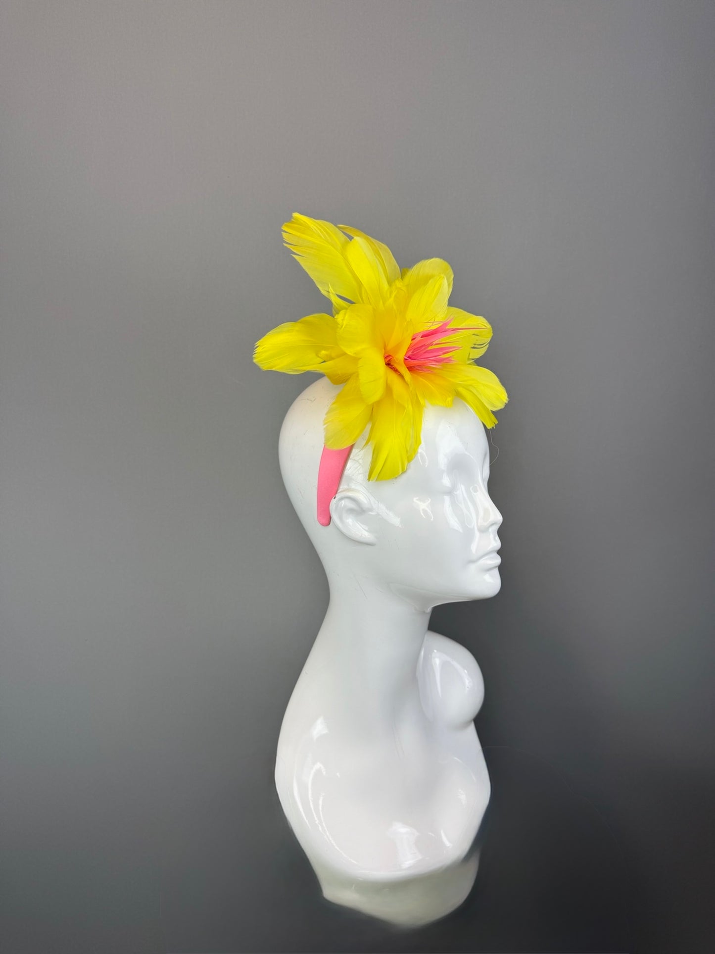 Yellow and Pink Kentucky Derby fascinator, Derby Hat Alternative (SILVER LINE)