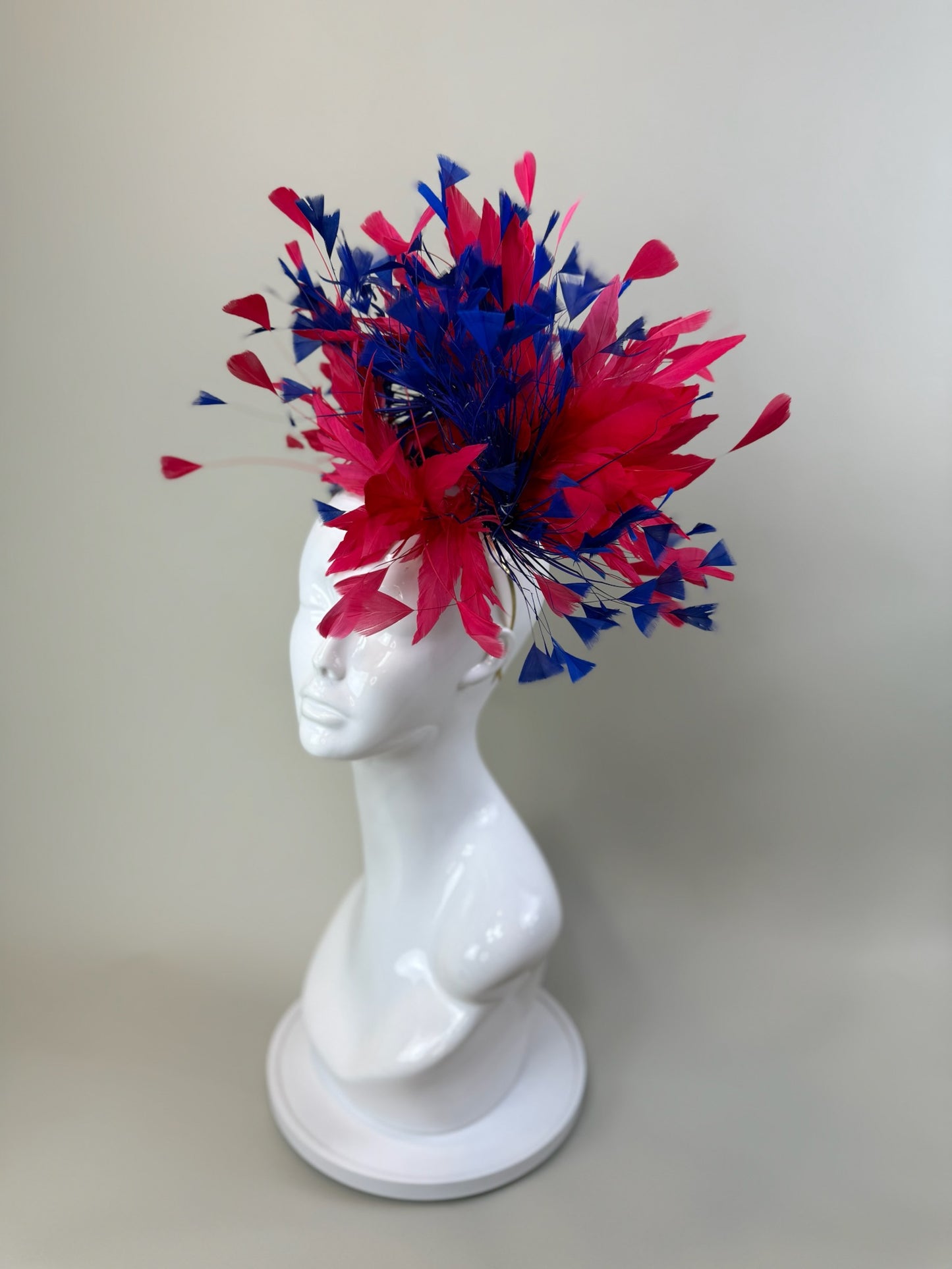 Watermelon and Blue Kentucky Derby fascinator, Derby Hat Alternative (GOLD LINE)