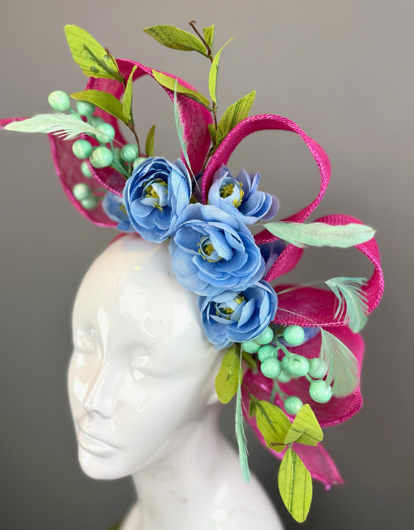 Periwinkle and Pink Kentucky Derby fascinator, Derby Hat Alternative (GOLD LINE)