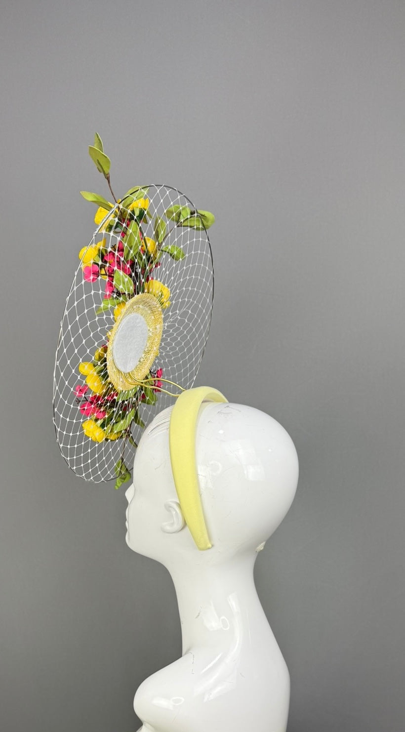 Yellow Kentucky Derby fascinator, Derby Hat Alternative (PLATINUM LINE)