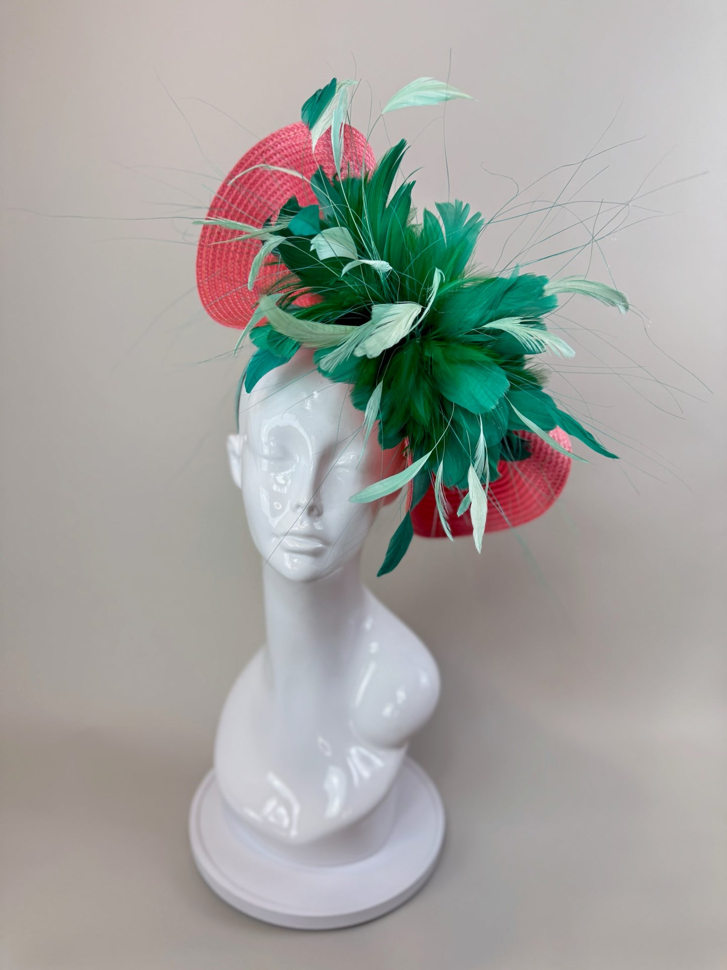 Green and Pink Kentucky Derby fascinator, Derby Hat Alternative