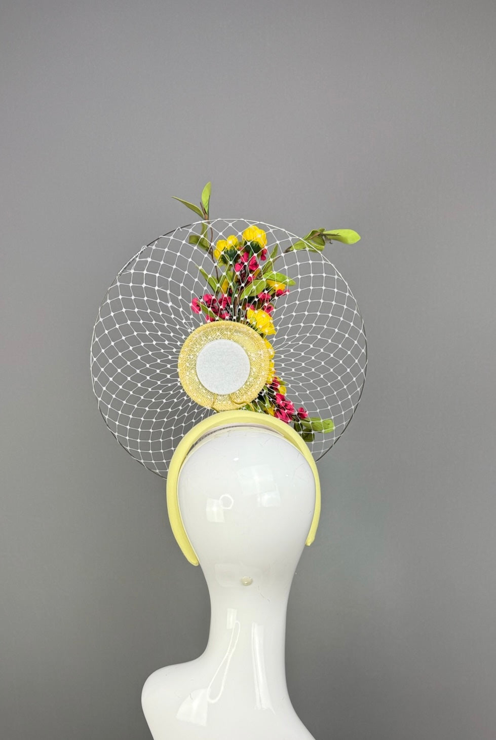 Yellow Kentucky Derby fascinator, Derby Hat Alternative (PLATINUM LINE)
