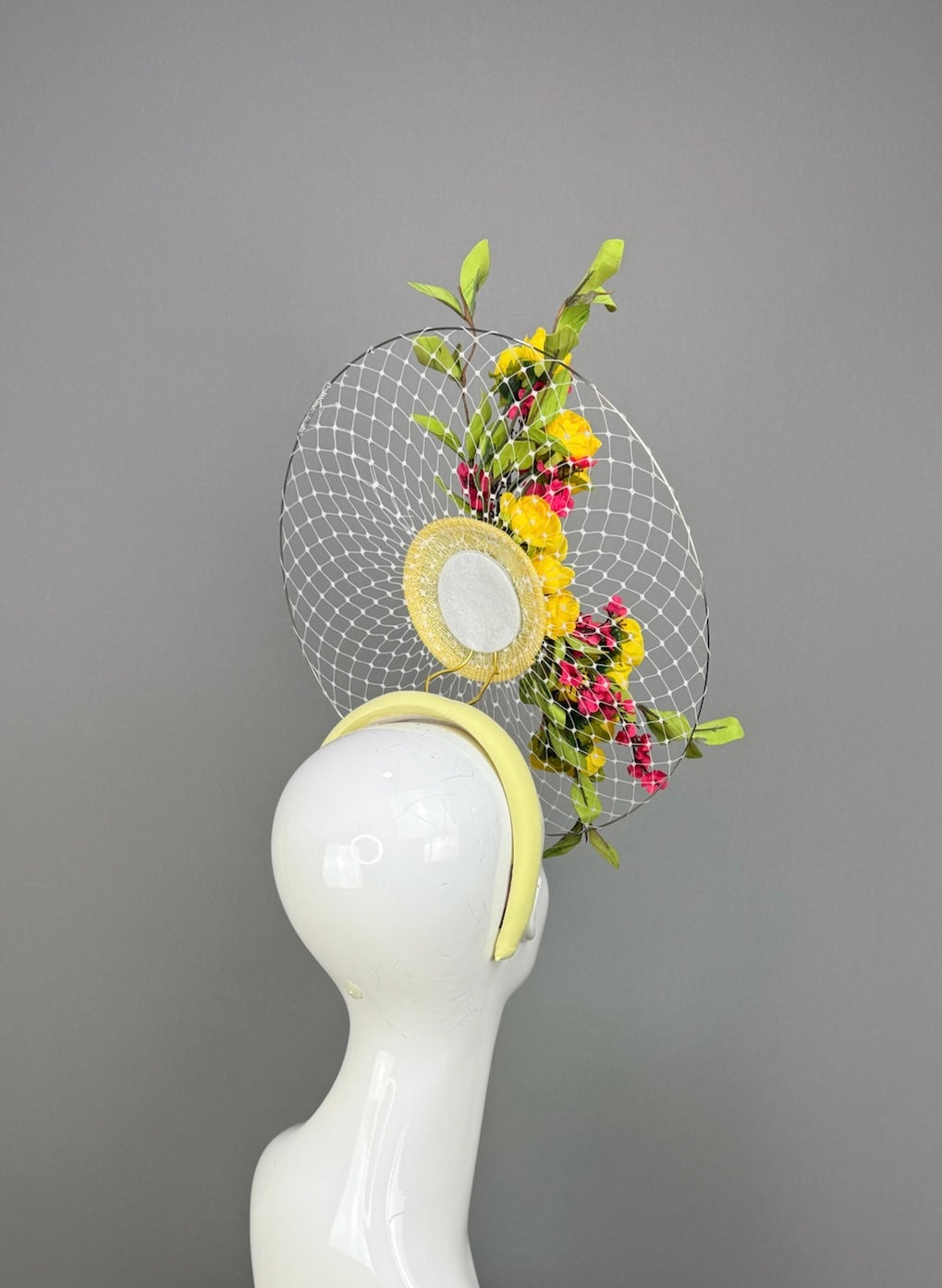 Yellow Kentucky Derby fascinator, Derby Hat Alternative (PLATINUM LINE)