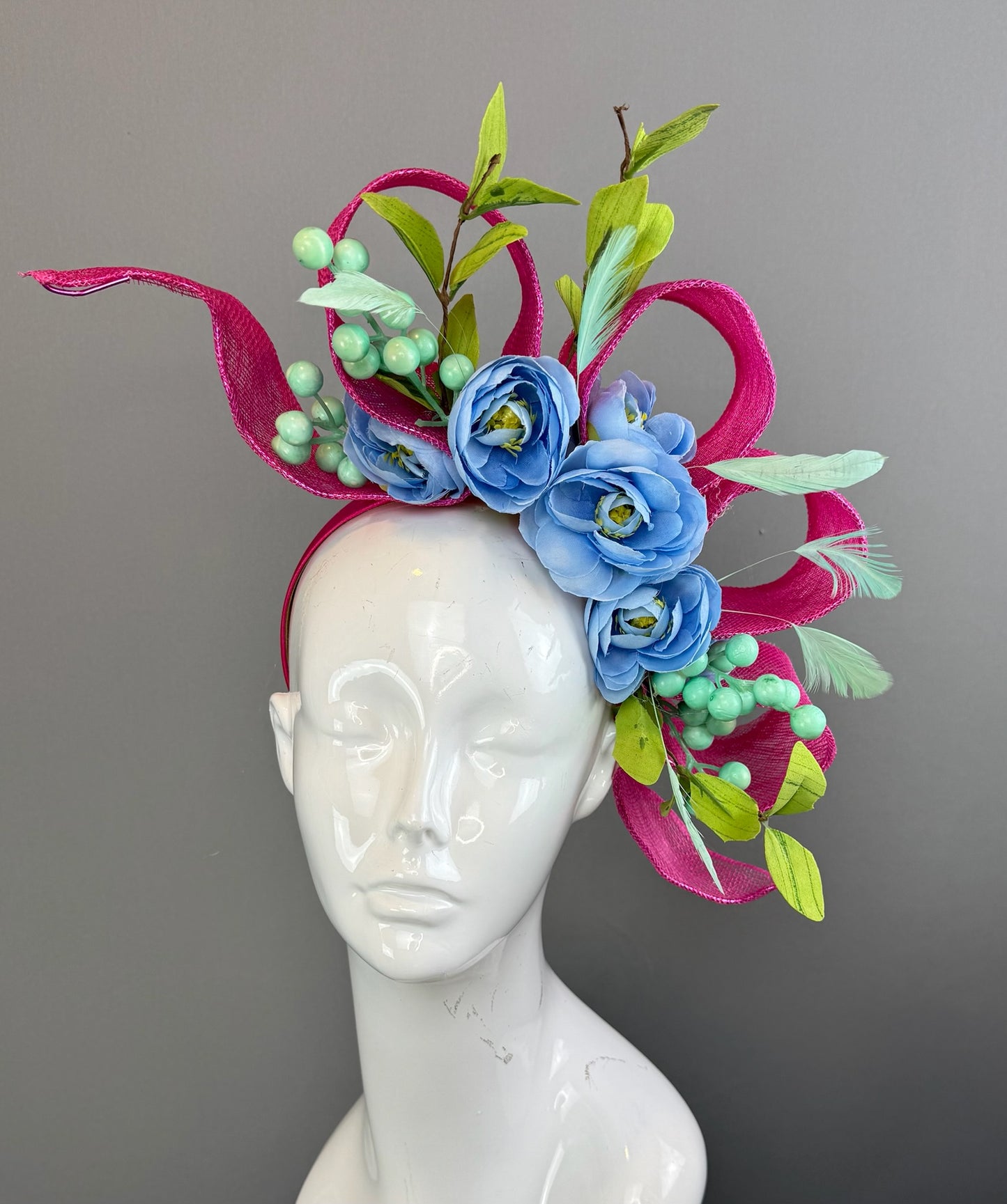 Periwinkle and Pink Kentucky Derby fascinator, Derby Hat Alternative (GOLD LINE)