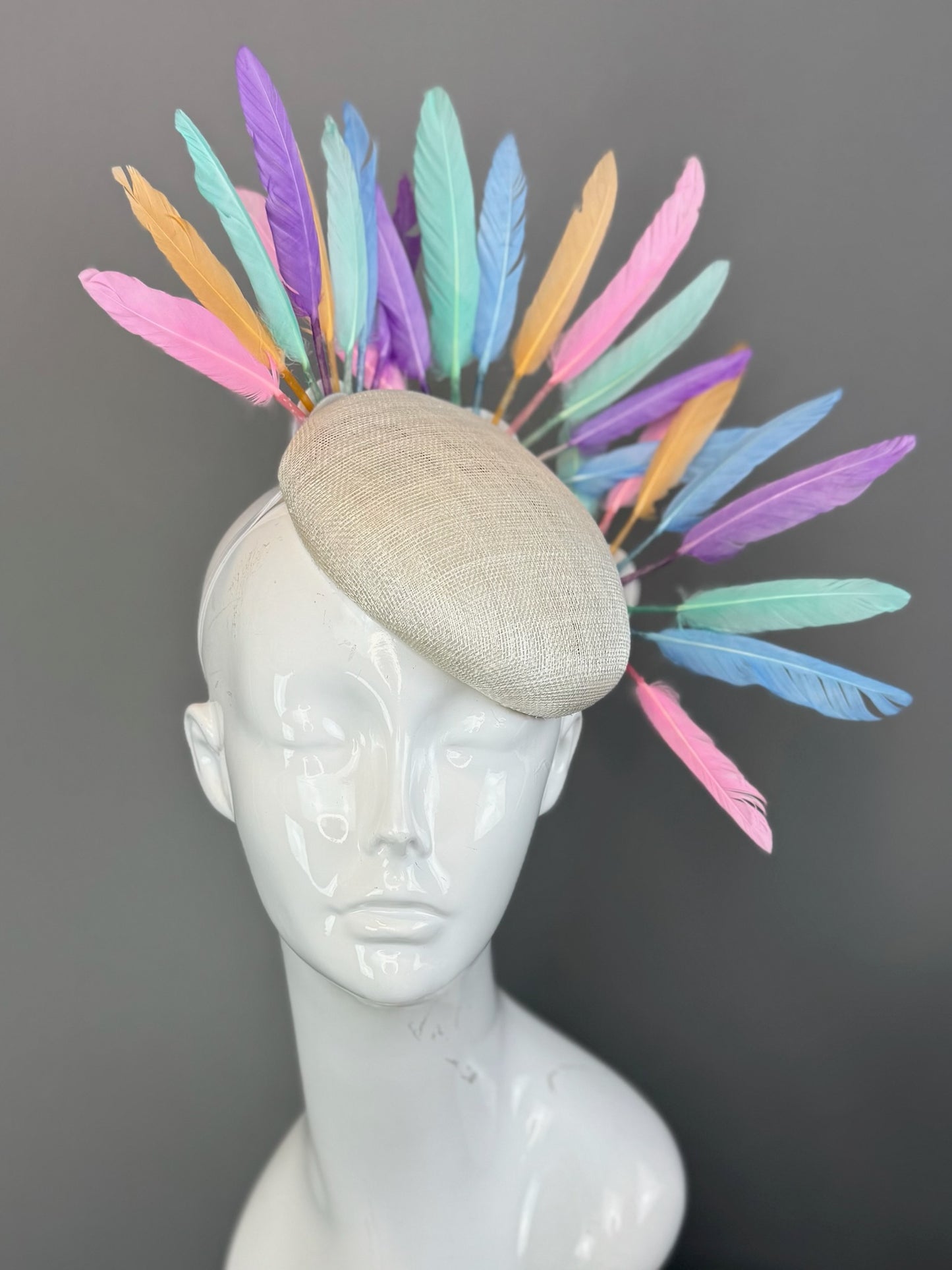 Multicolored Kentucky Derby fascinator, Derby Hat Alternative (SILVER LINE)