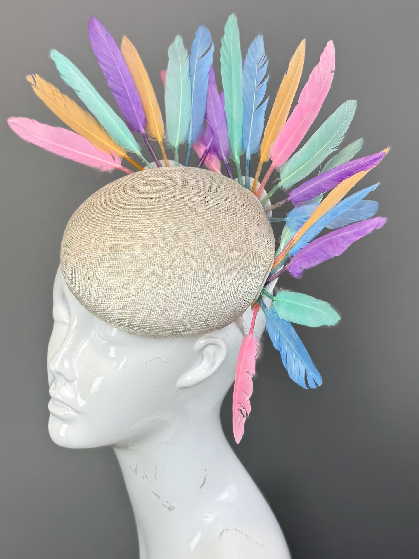 Multicolored Kentucky Derby fascinator, Derby Hat Alternative (SILVER LINE)