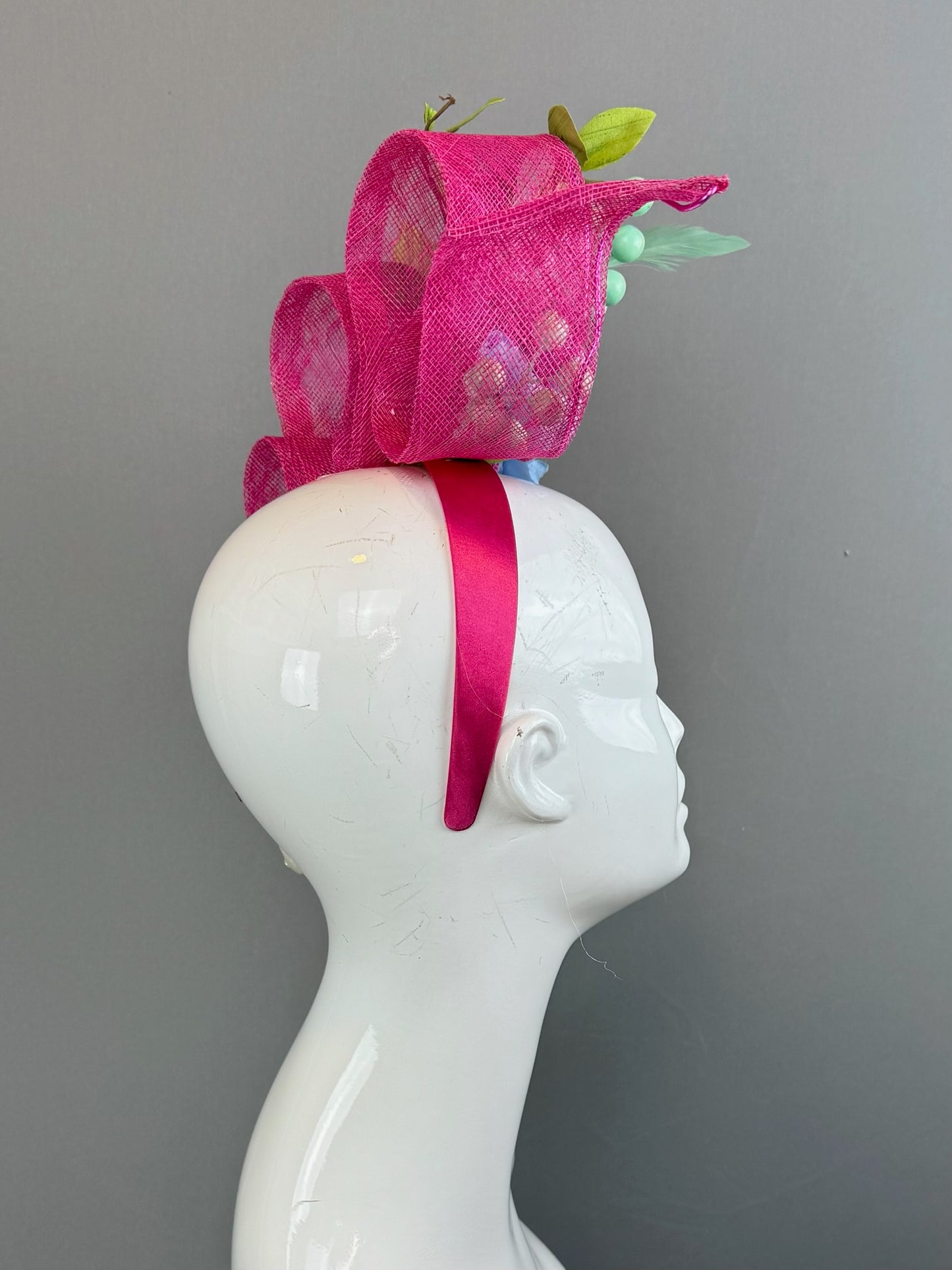 Periwinkle and Pink Kentucky Derby fascinator, Derby Hat Alternative (GOLD LINE)
