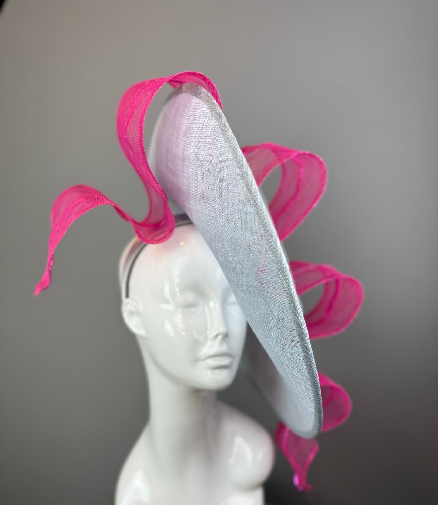 Light Blue and Pink Kentucky Derby fascinator, Derby Hat Alternative (PLATINUM LINE)
