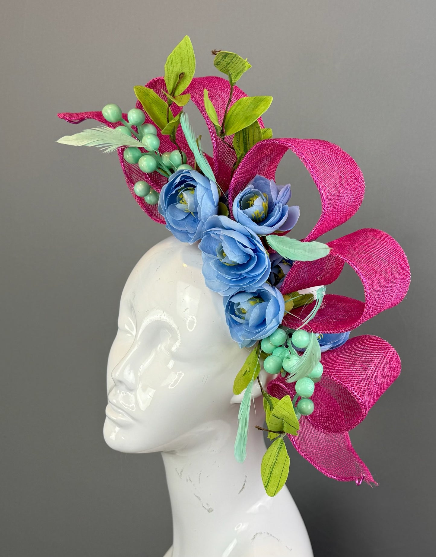 Periwinkle and Pink Kentucky Derby fascinator, Derby Hat Alternative (GOLD LINE)
