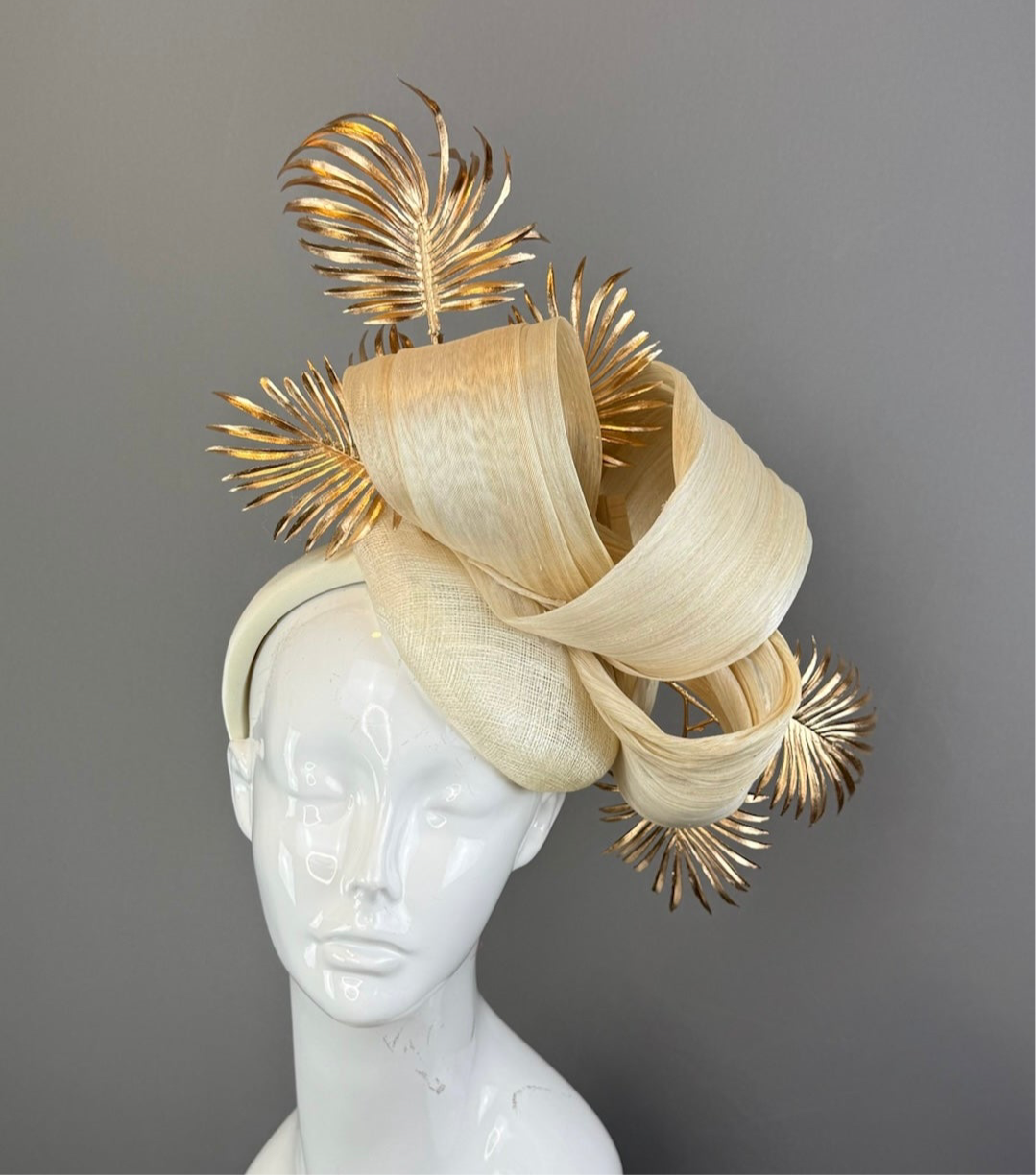 Gold Kentucky Derby fascinator, Derby Hat Alternative (GOLD LINE)