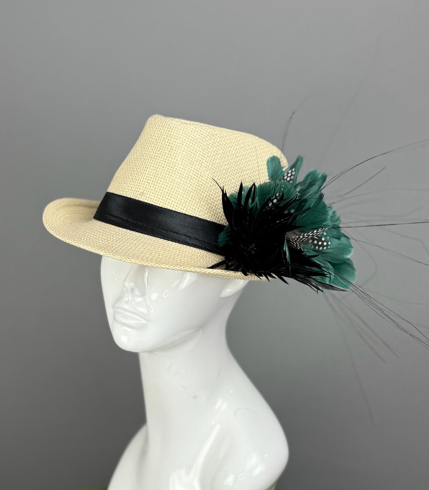 Green and Black Kentucky Derby fascinator, Derby Hat Alternative (GOLD LINE)