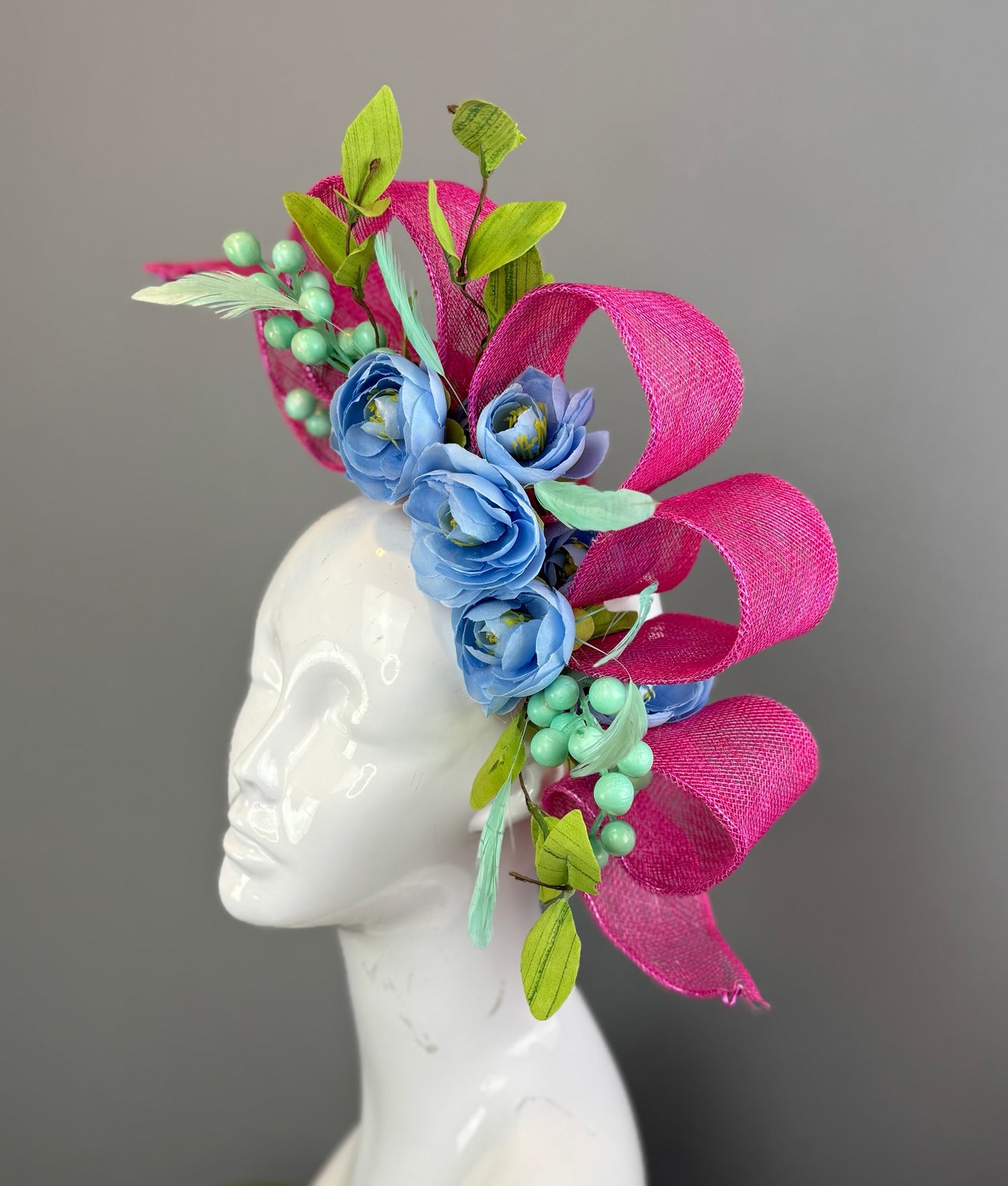 Periwinkle and Pink Kentucky Derby fascinator, Derby Hat Alternative (GOLD LINE)