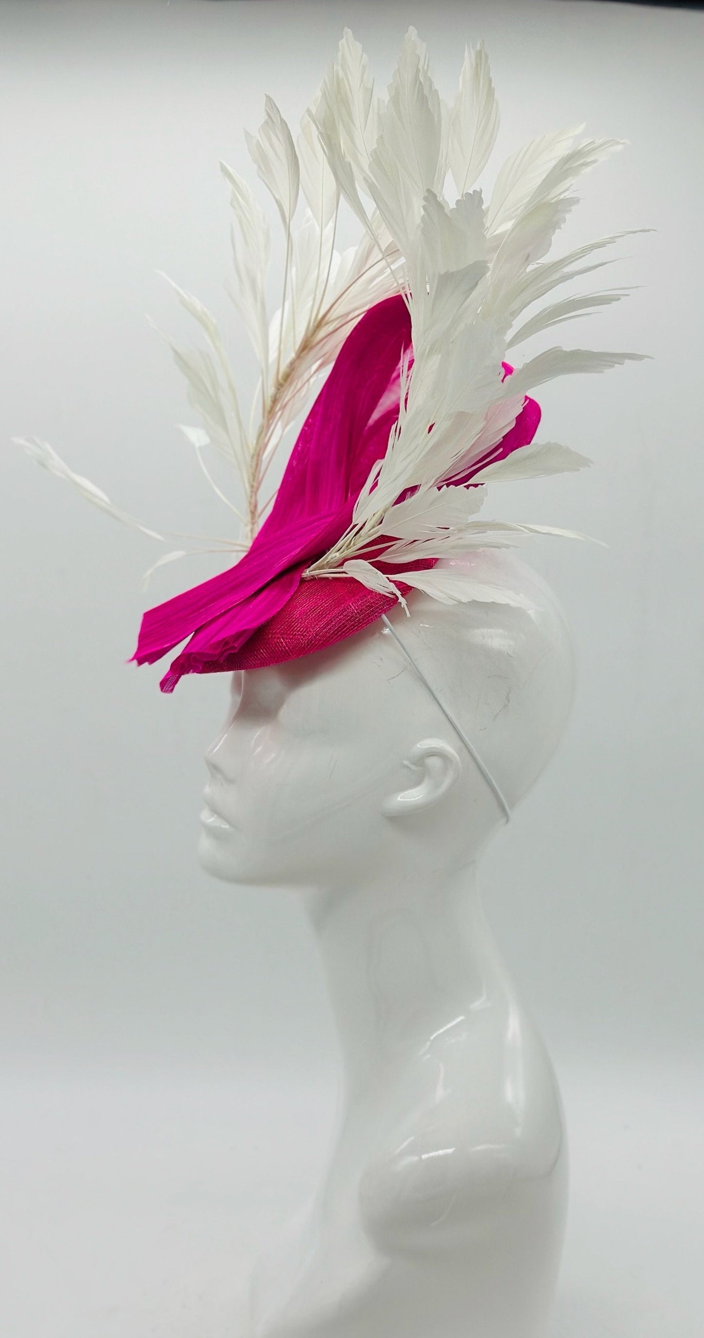 Pink and White Fascinator, Kentucky Derby Hat Alternative, Kentucky derby hat, (GOLD LINE)