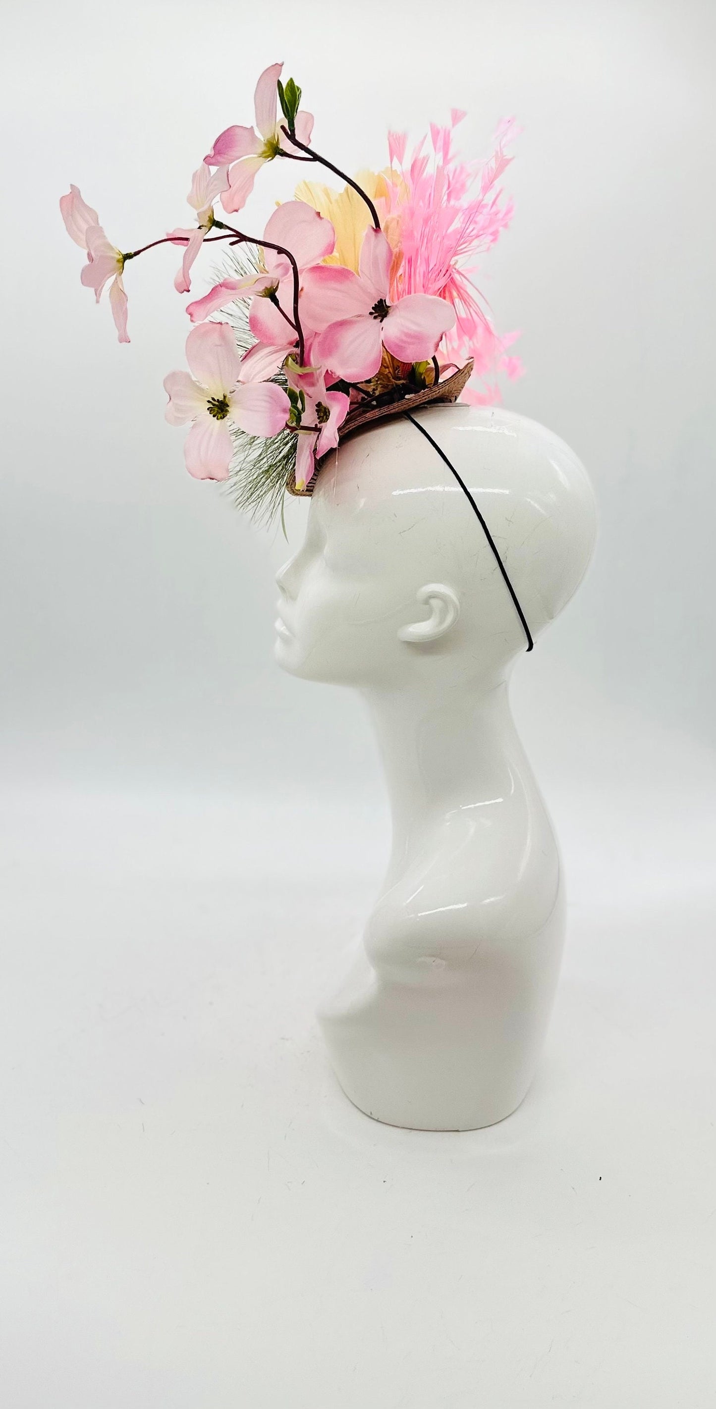 Pink and Green Derby Fascinator, Kentucky Derby Hat Alternative, Kentucky derby hat (GOLD LINE)